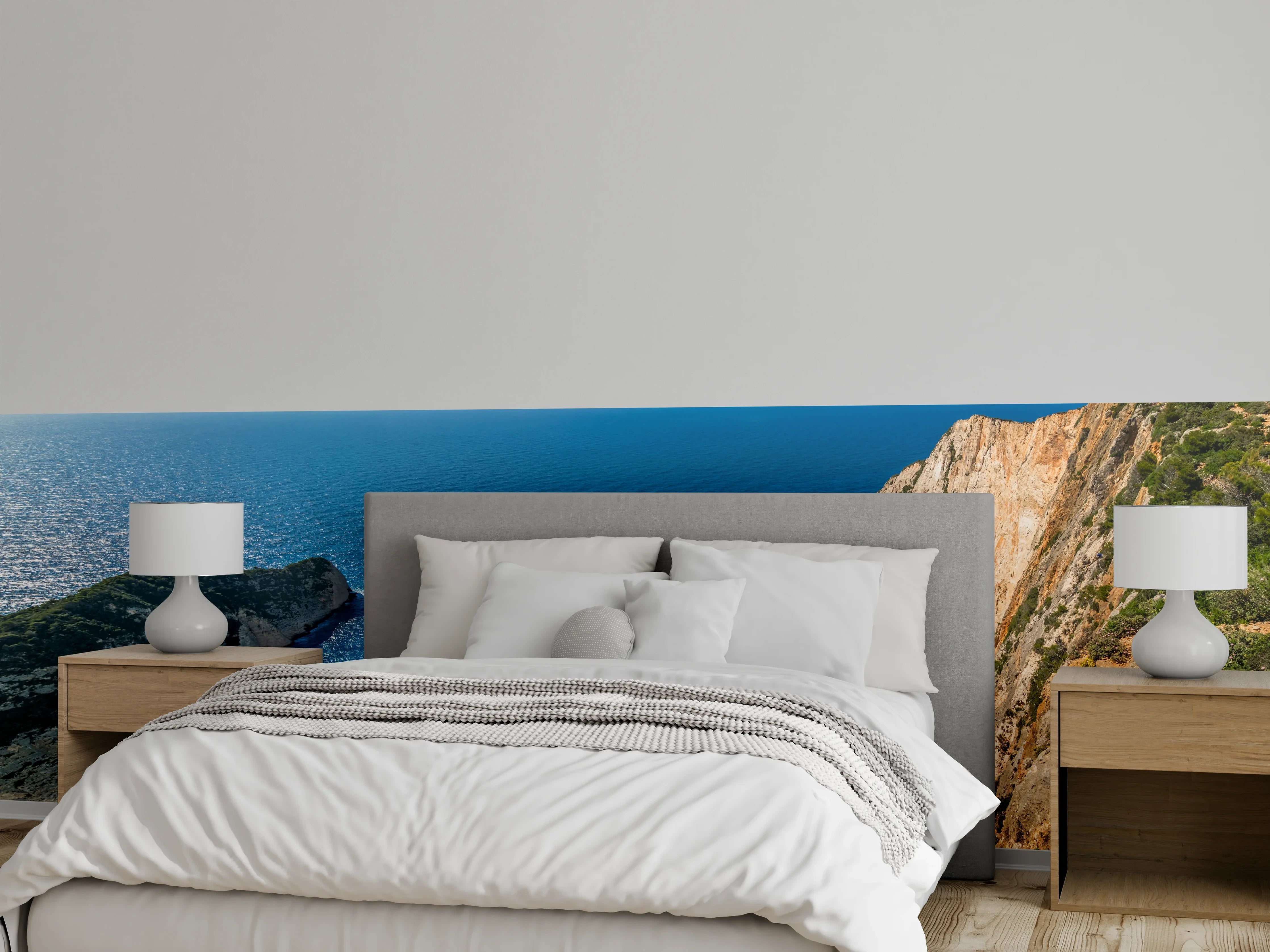 Wandverkleidung Schlafzimmer - Idyllisches Türkisblaues Küstenpanorama