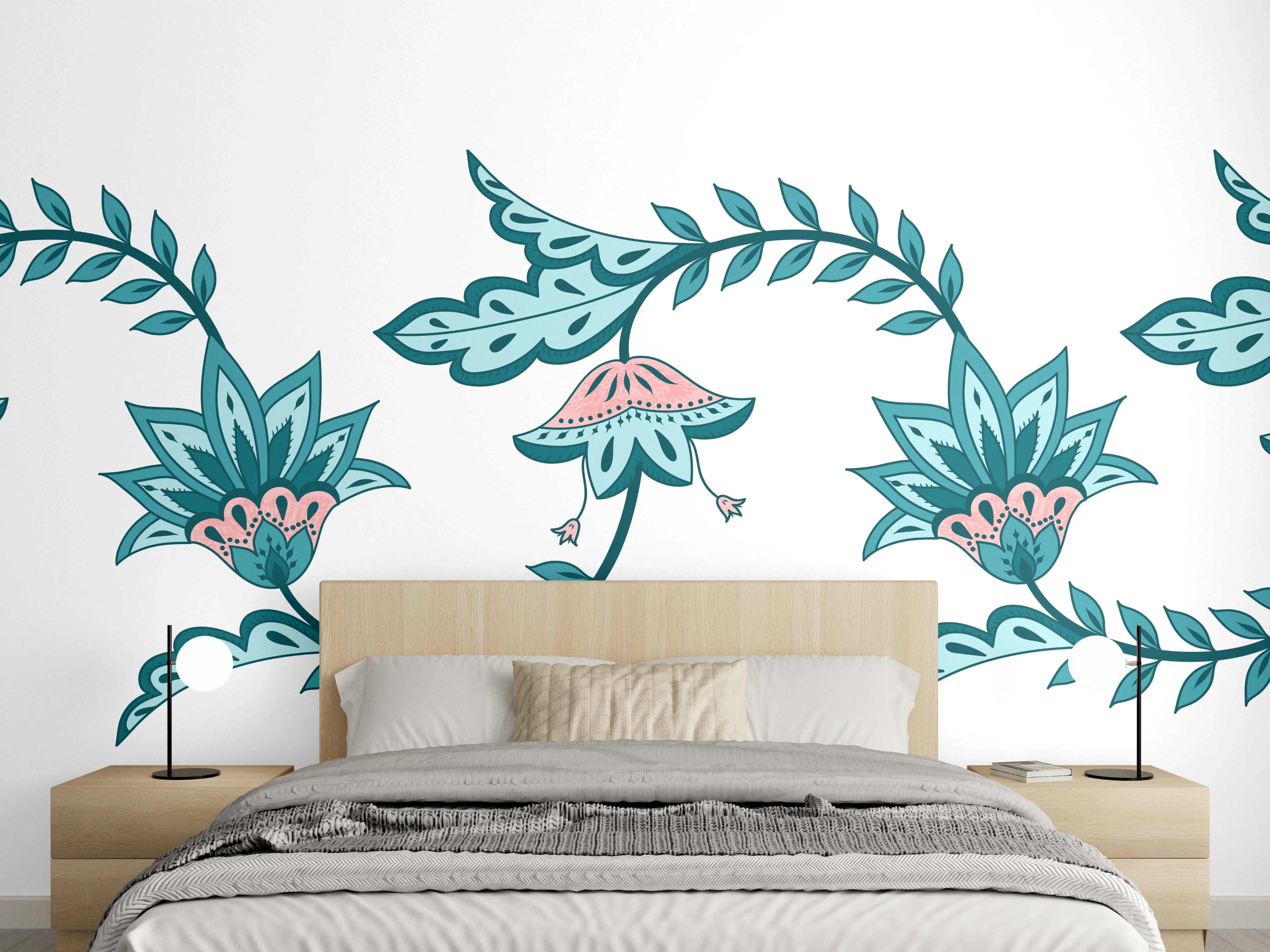 Wandverkleidung Schlafzimmer - Indisches Paisley Batik Muster