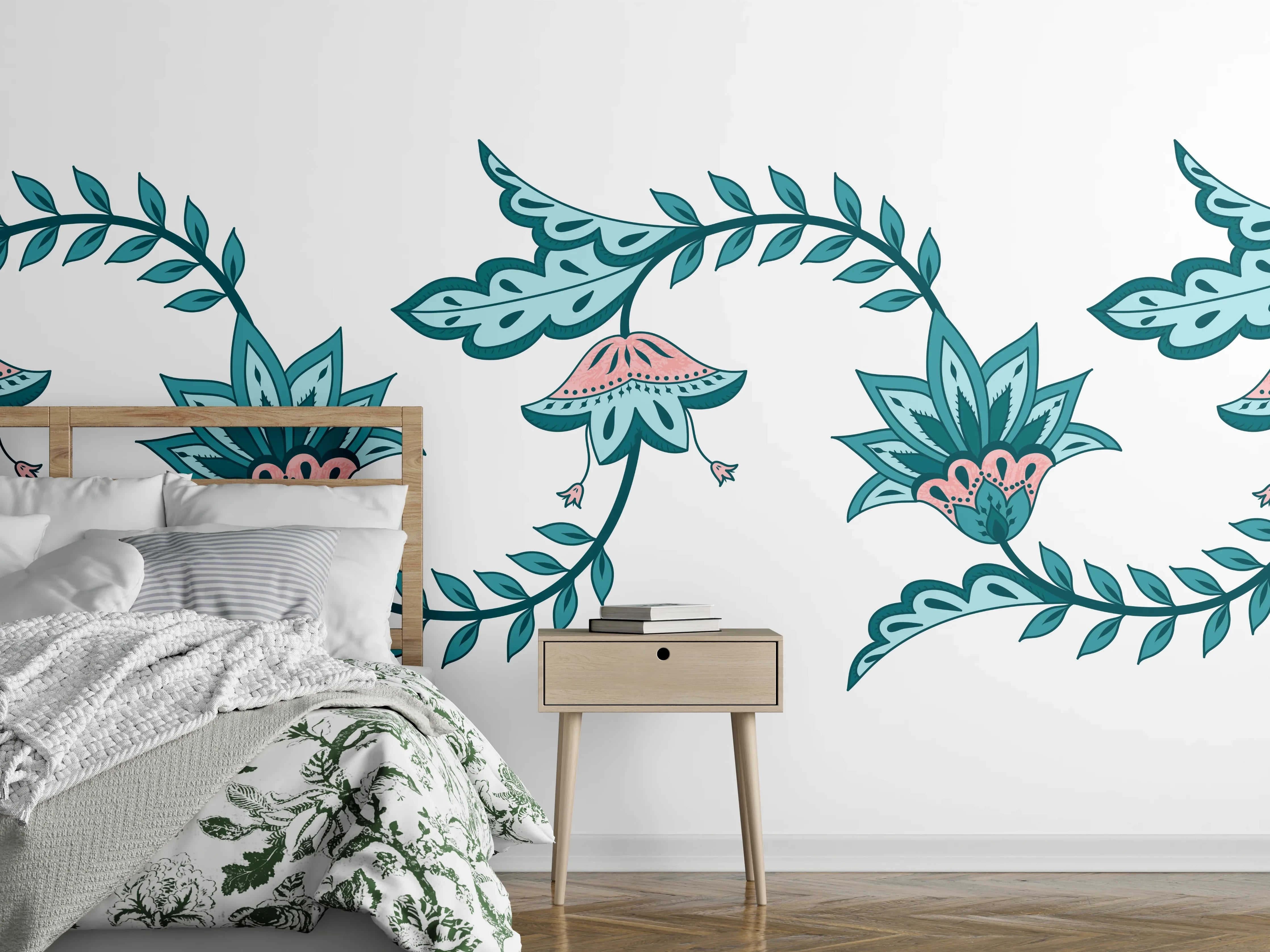 Wandverkleidung Schlafzimmer - Indisches Paisley Batik Muster