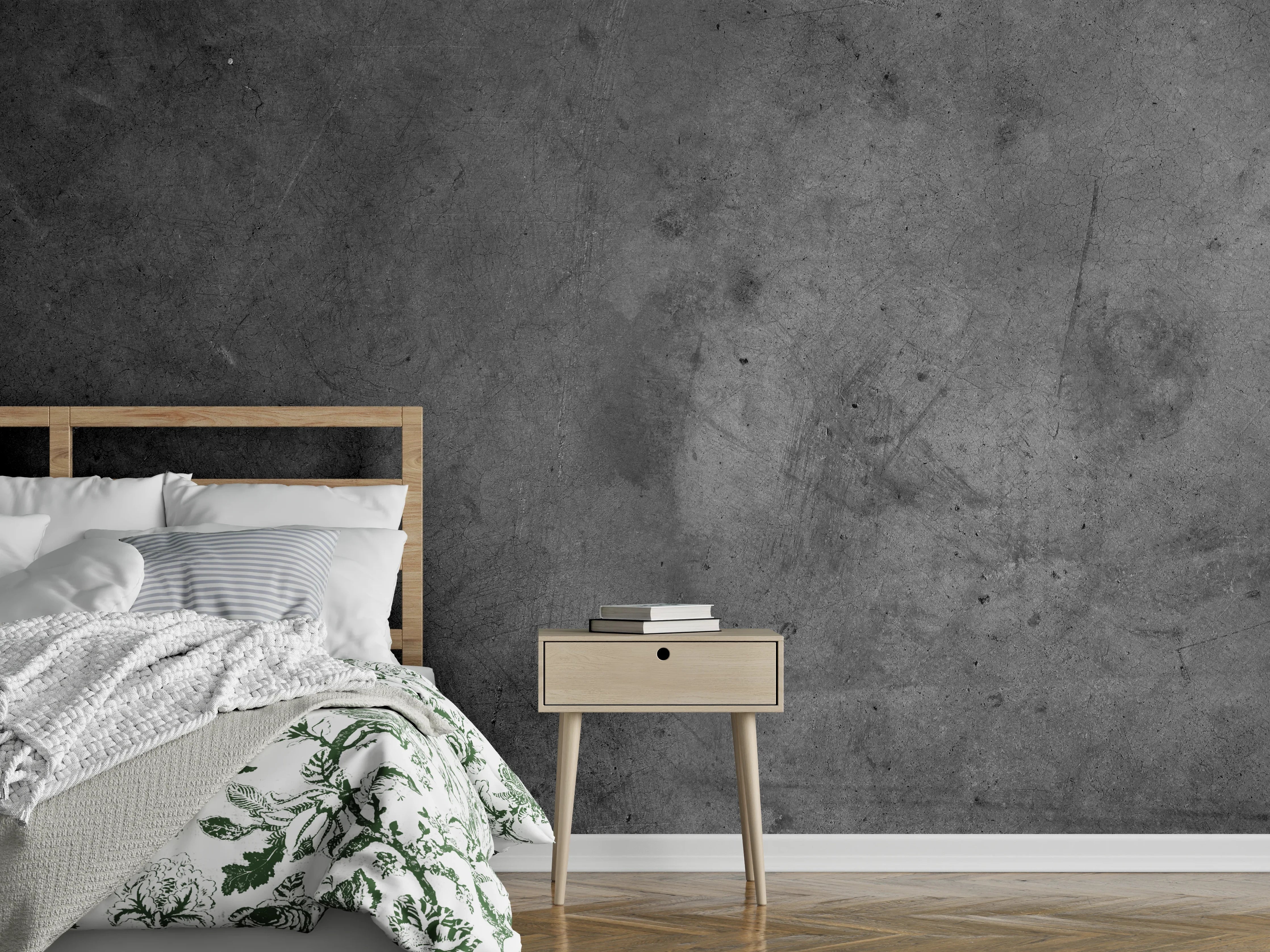 Wandverkleidung Schlafzimmer - Industrial Betonoptik Wanddekor Grau