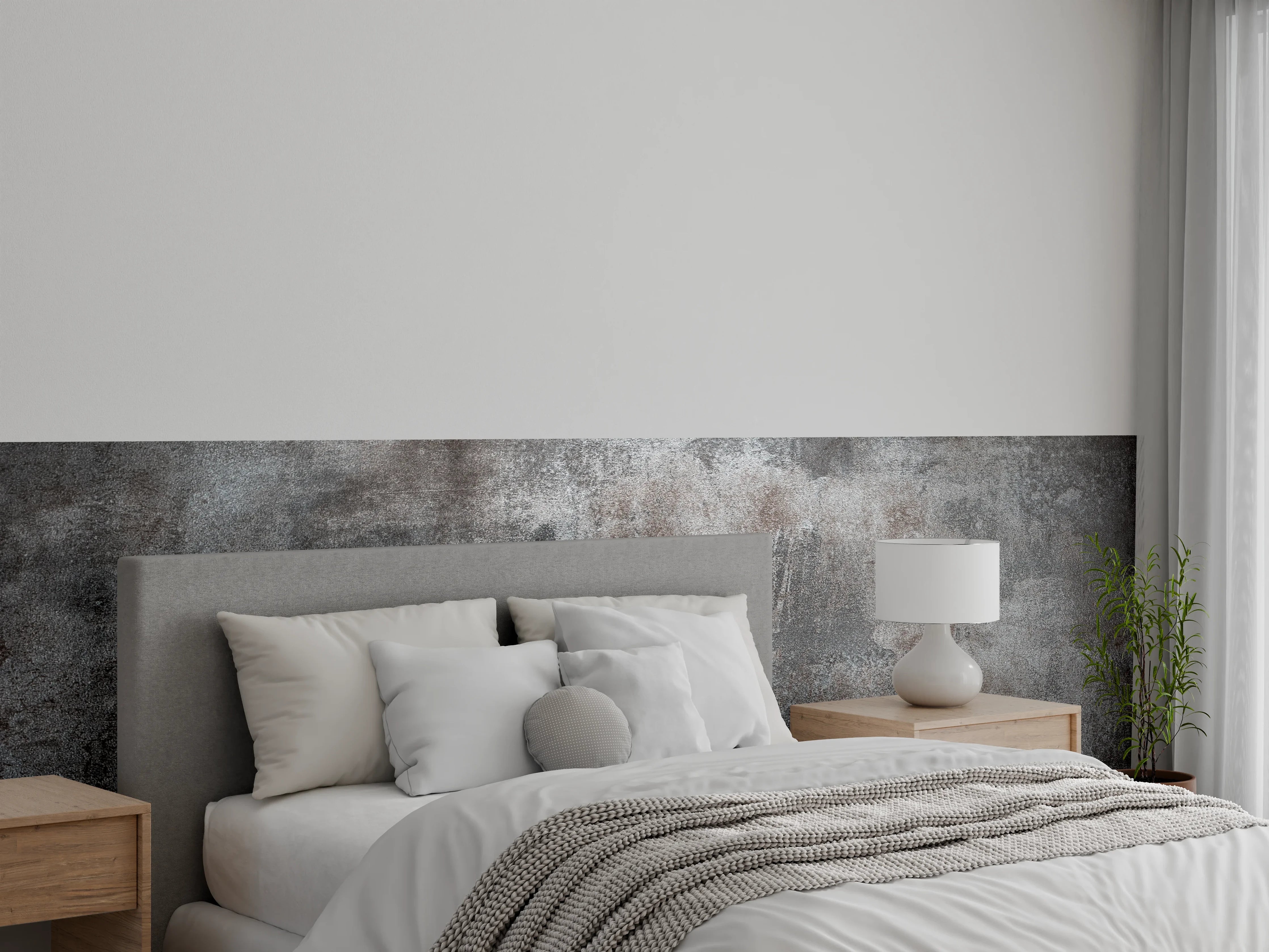 Wandverkleidung Schlafzimmer - Industrial Betonoptik: Grauer Wand-Look