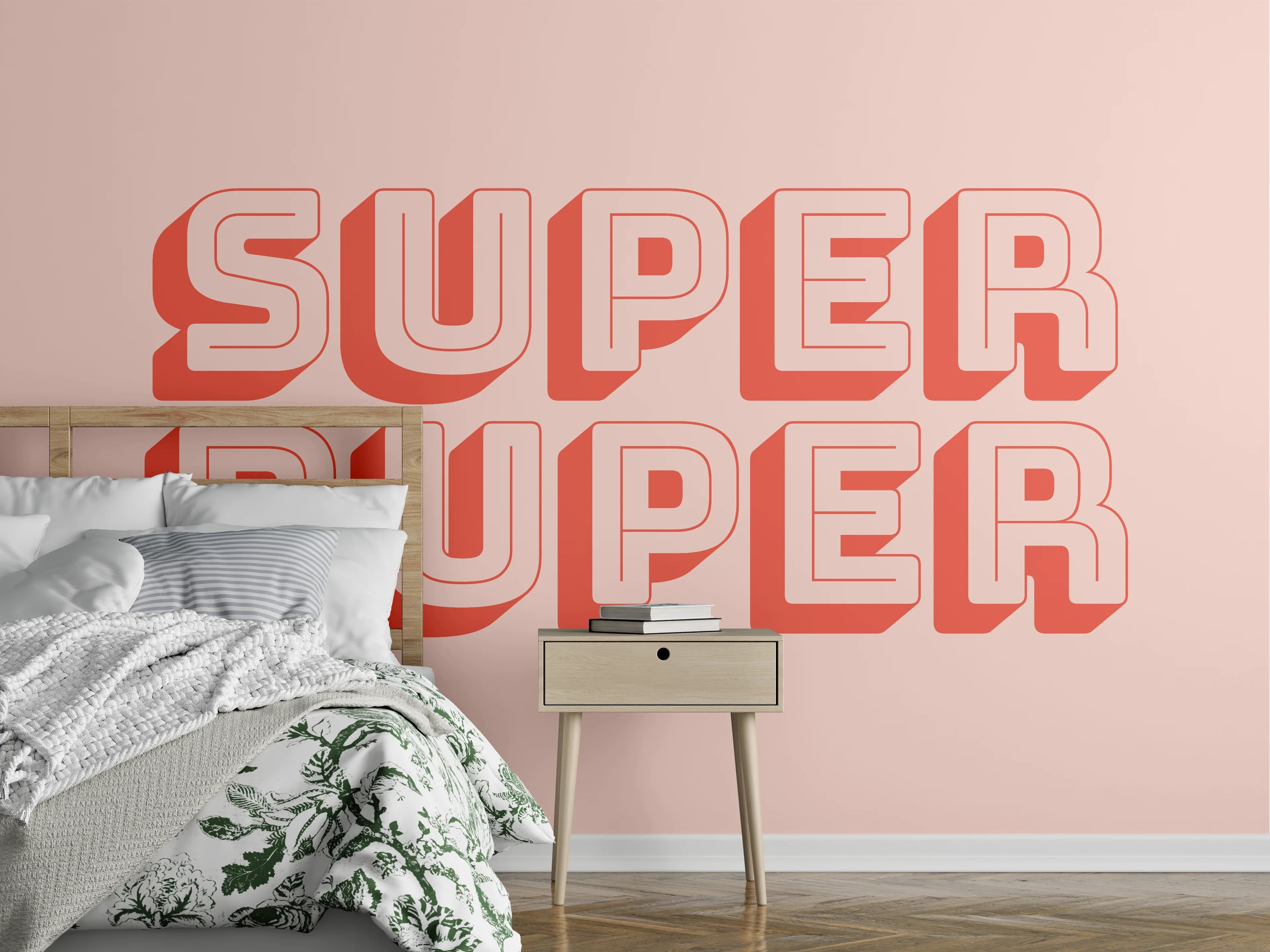 Wandverkleidung Schlafzimmer - Inspirations-Slogan Pink-Weiß