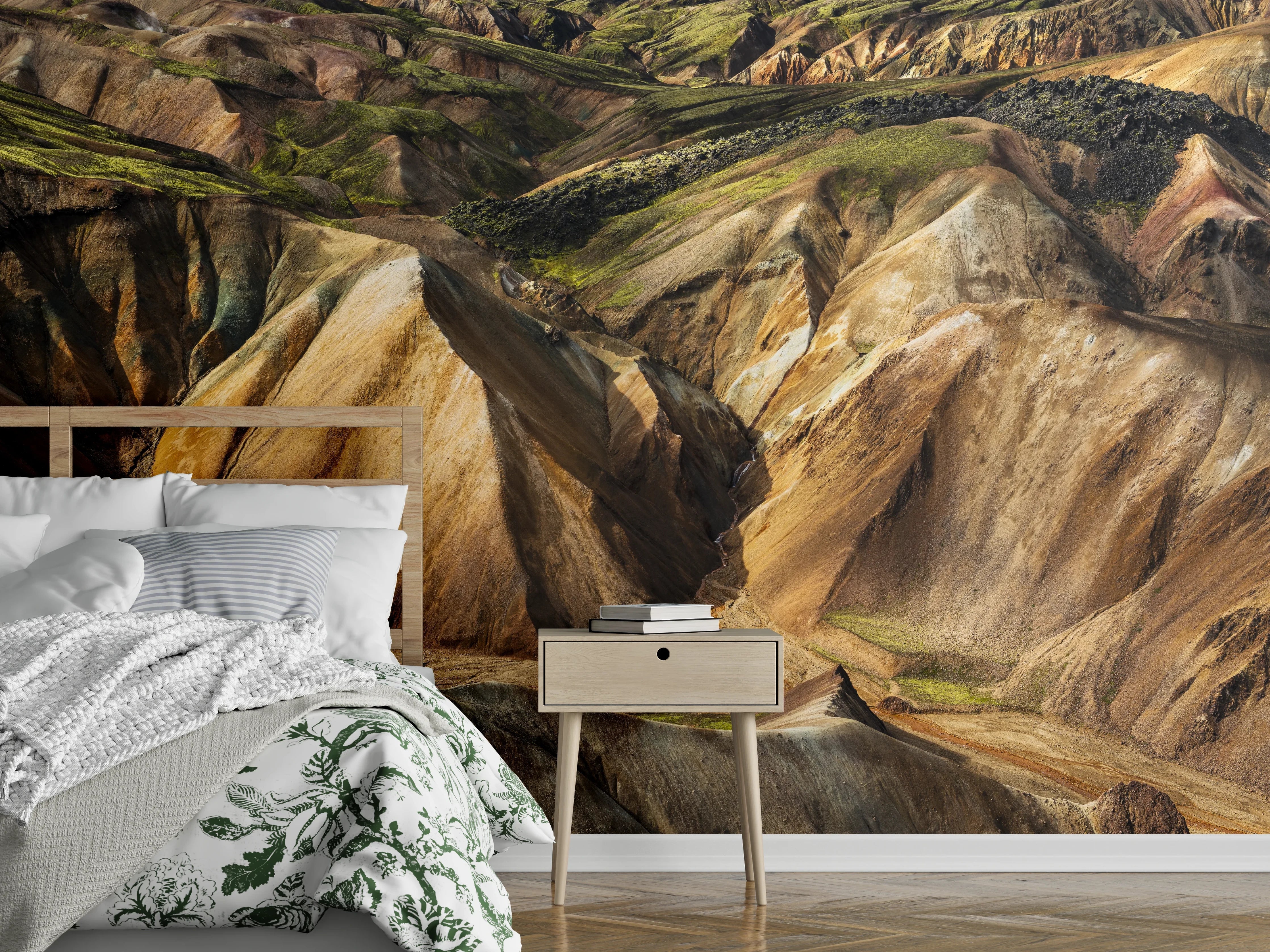 Wandverkleidung Schlafzimmer - Island Berge Farbenpracht Naturposter