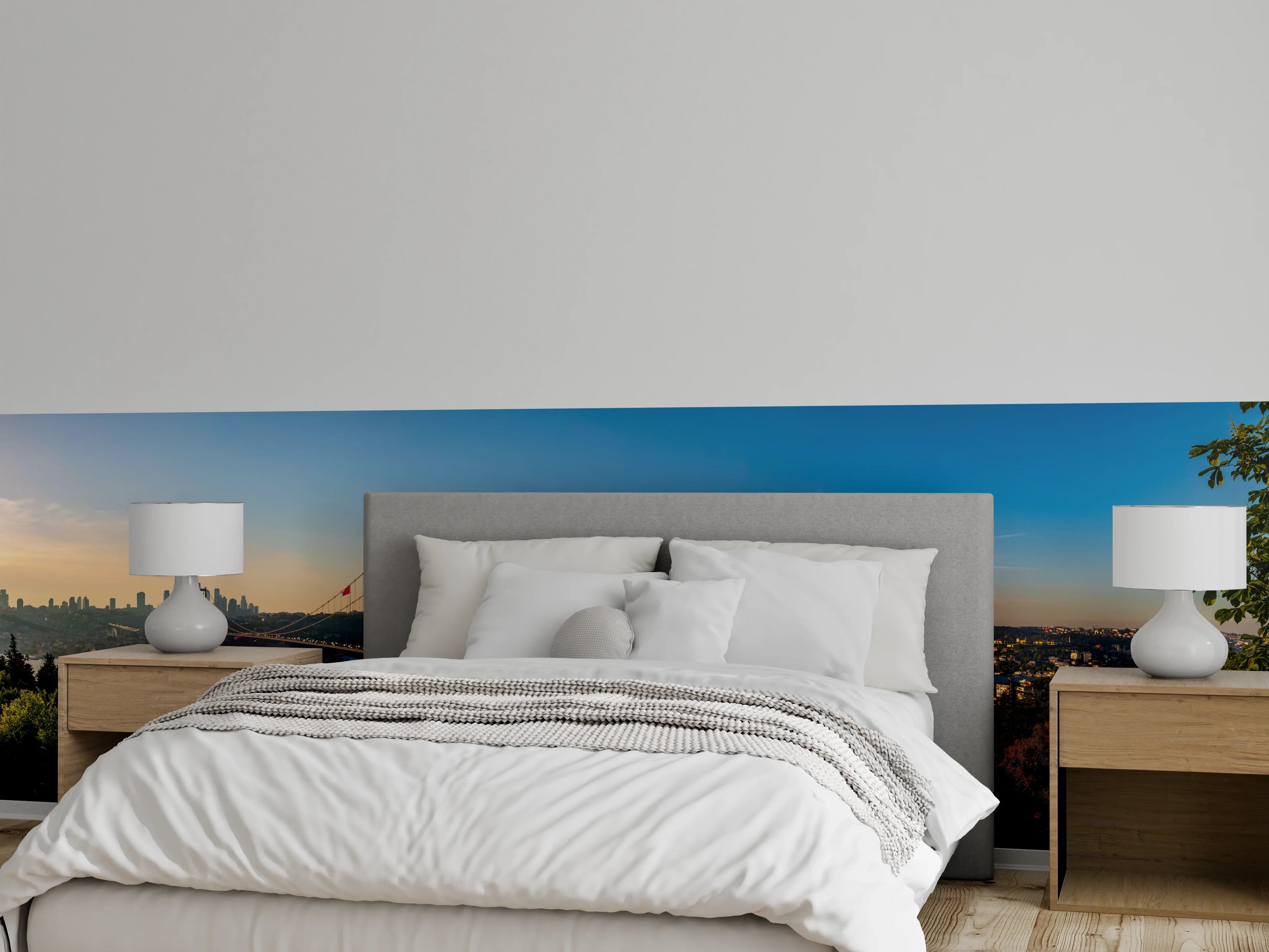 Wandverkleidung Schlafzimmer - Istanbul Bosporus Skyline Blau-Grün