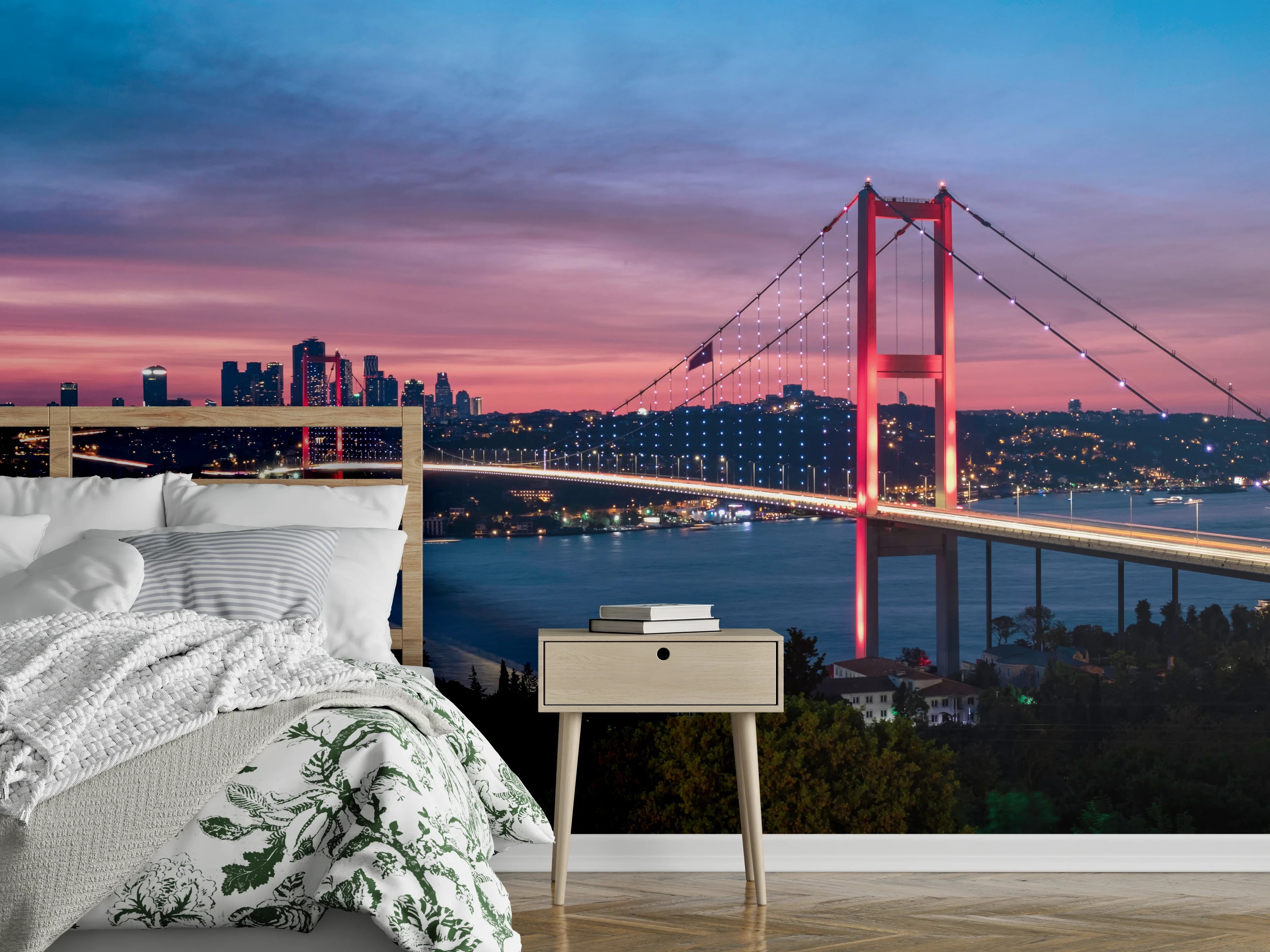 Wandverkleidung Schlafzimmer - Istanbul Bosporusbrücke bei Dämmerung