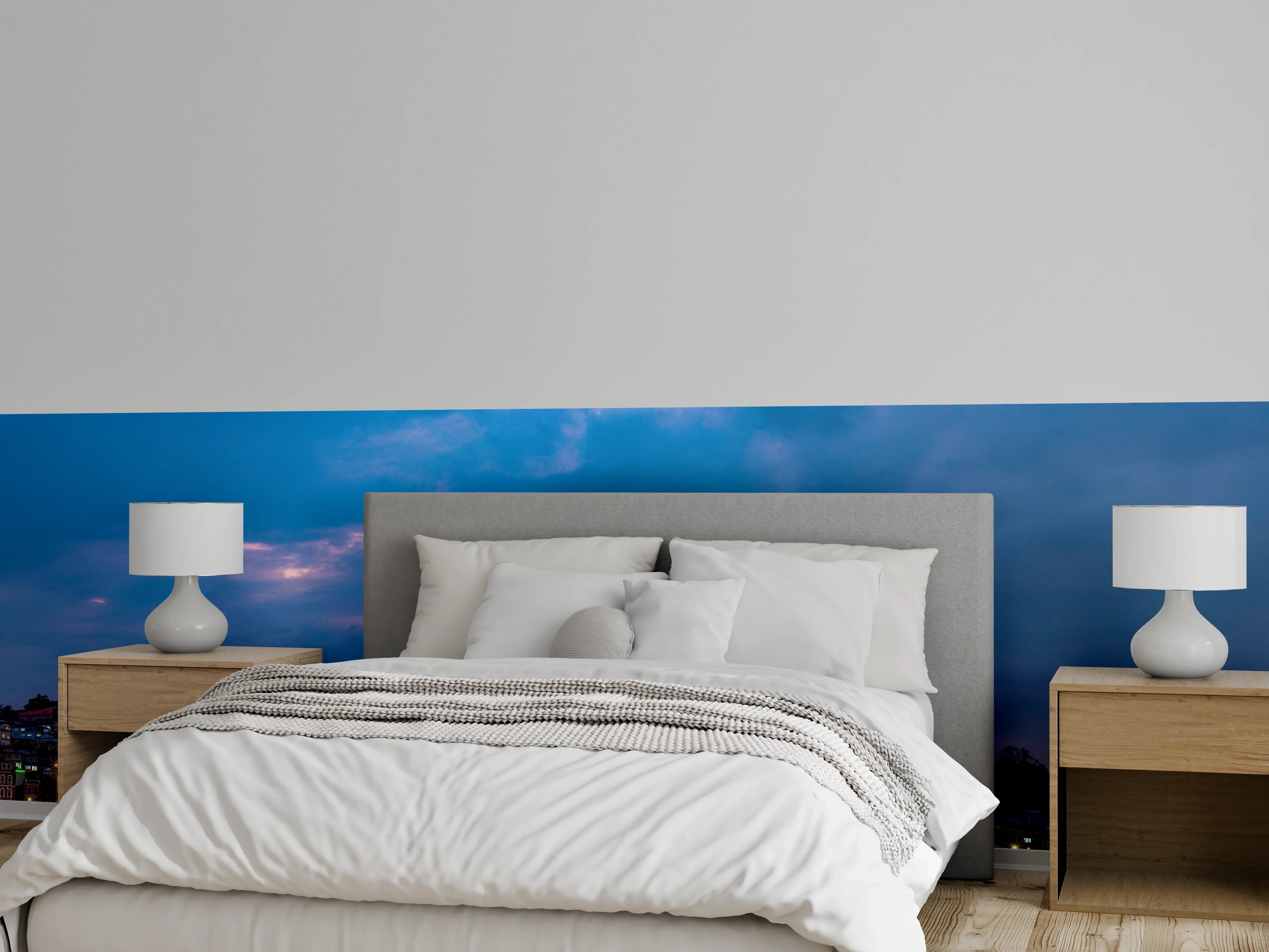 Wandverkleidung Schlafzimmer - Istanbul Skyline Blau-Gold