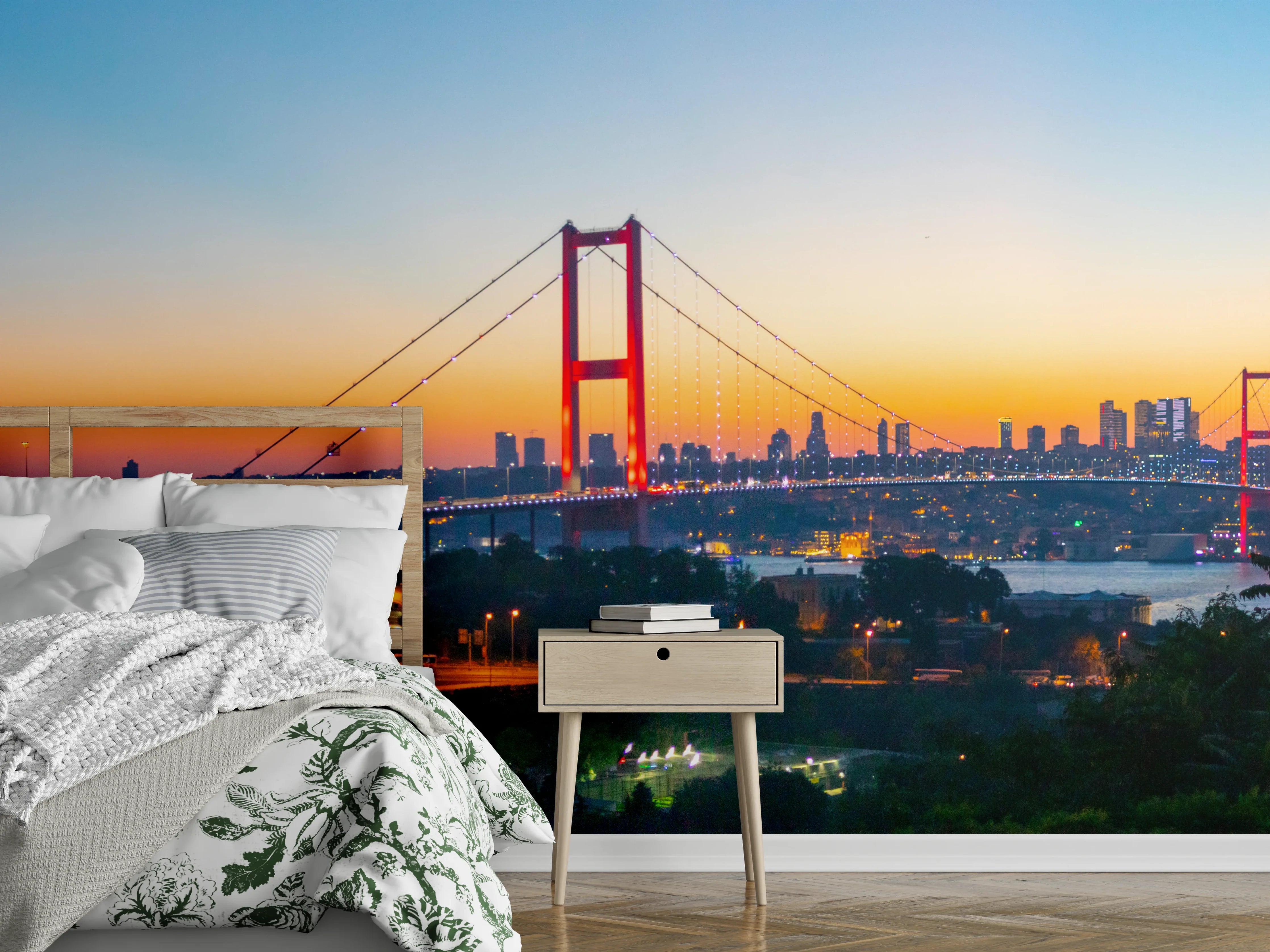 Wandverkleidung Schlafzimmer - Istanbul Skyline Sonnenuntergang