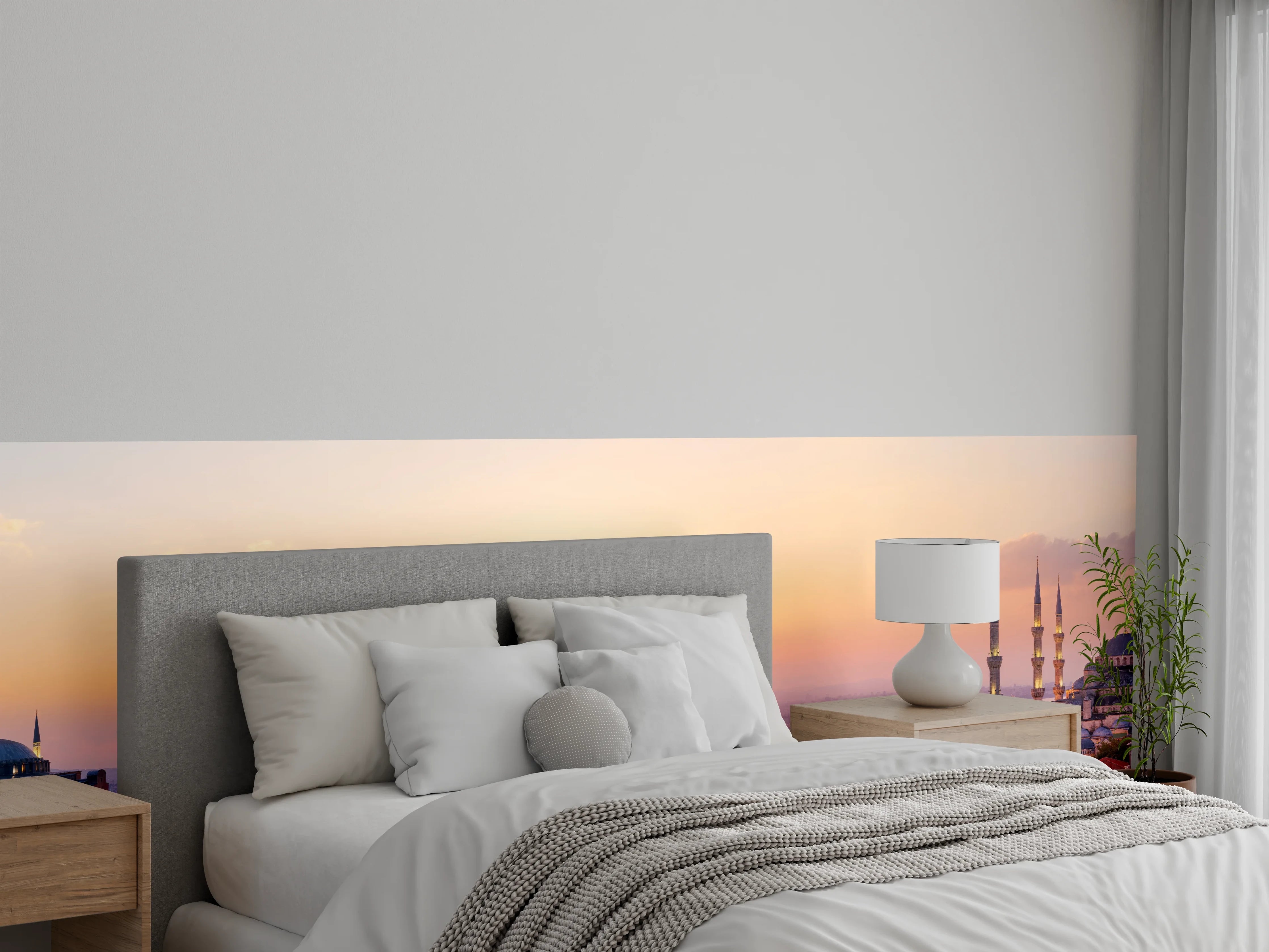 Wandverkleidung Schlafzimmer - Istanbul Skyline bei Sonnenuntergang