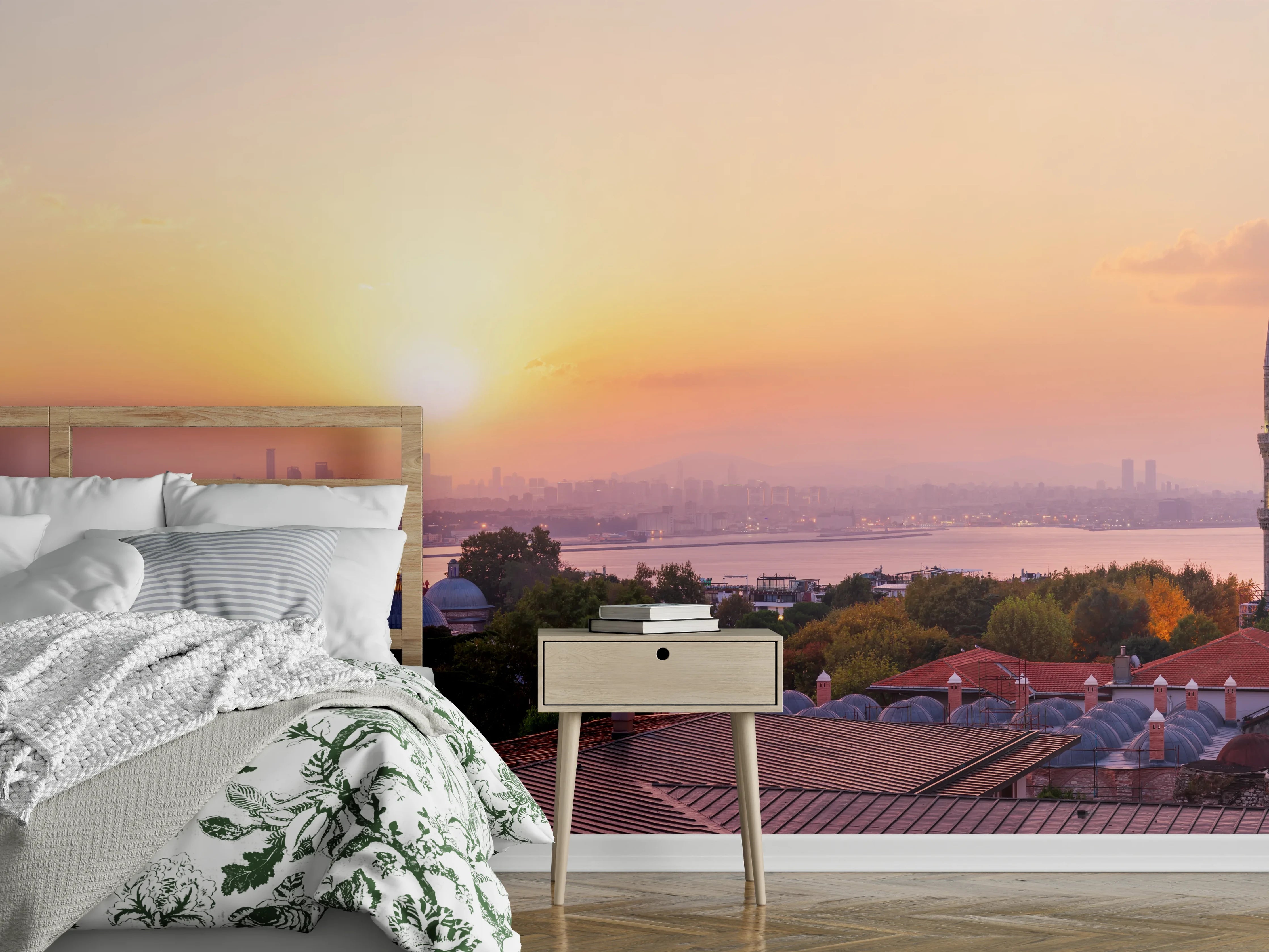 Wandverkleidung Schlafzimmer - Istanbul Skyline bei Sonnenuntergang