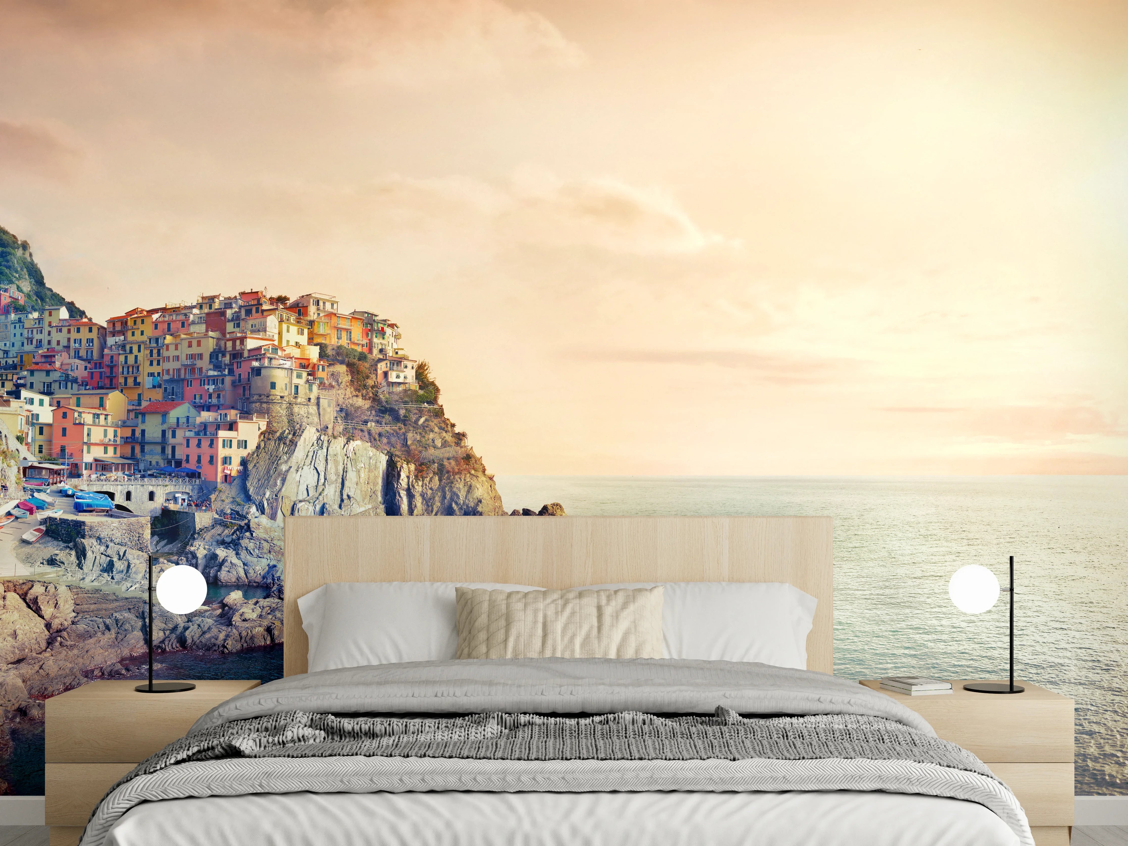 Wandverkleidung Schlafzimmer - Italienische Küste Sonnenuntergang