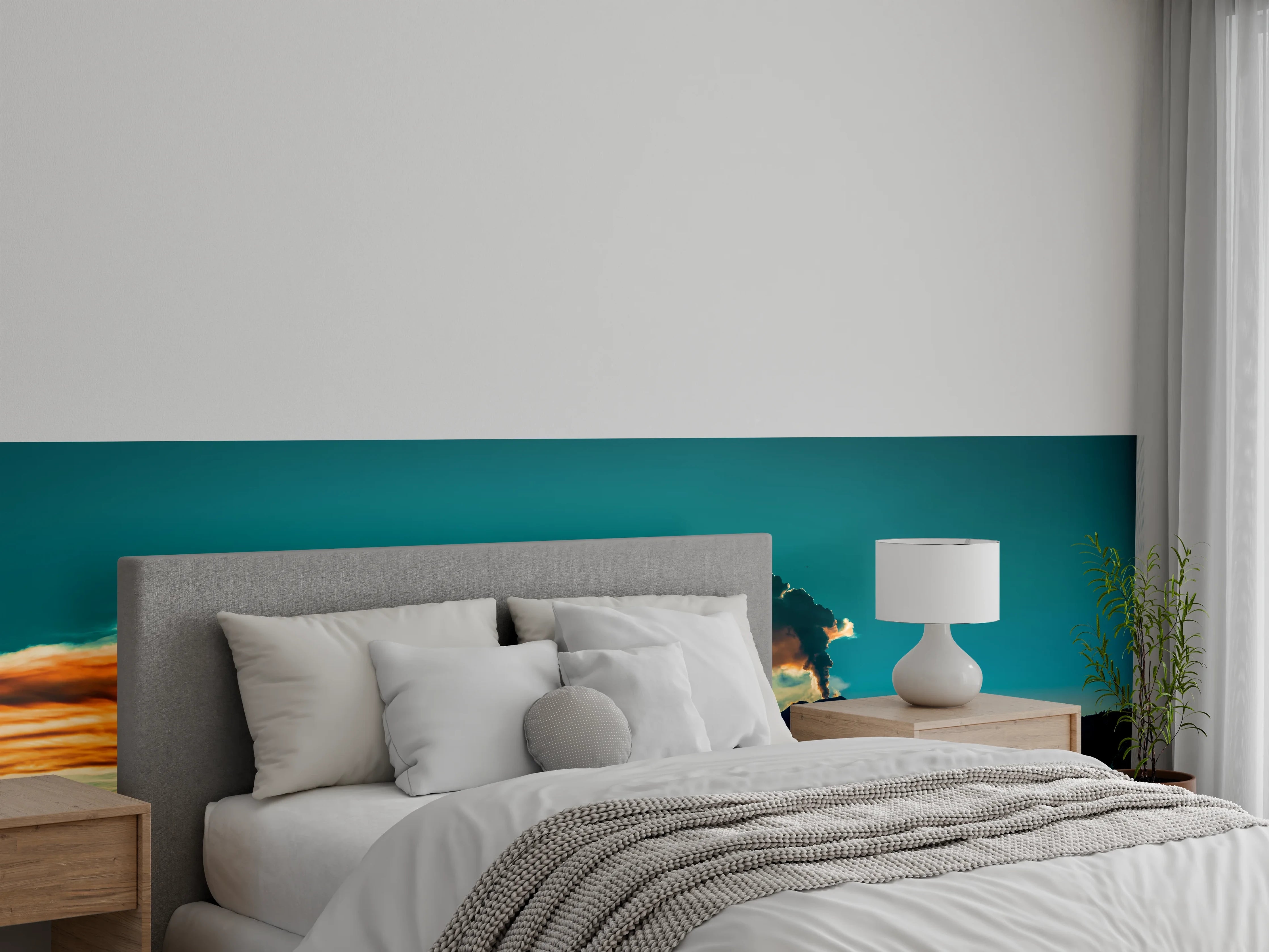 Wandverkleidung Schlafzimmer - Italienische Küste mit Vulkan