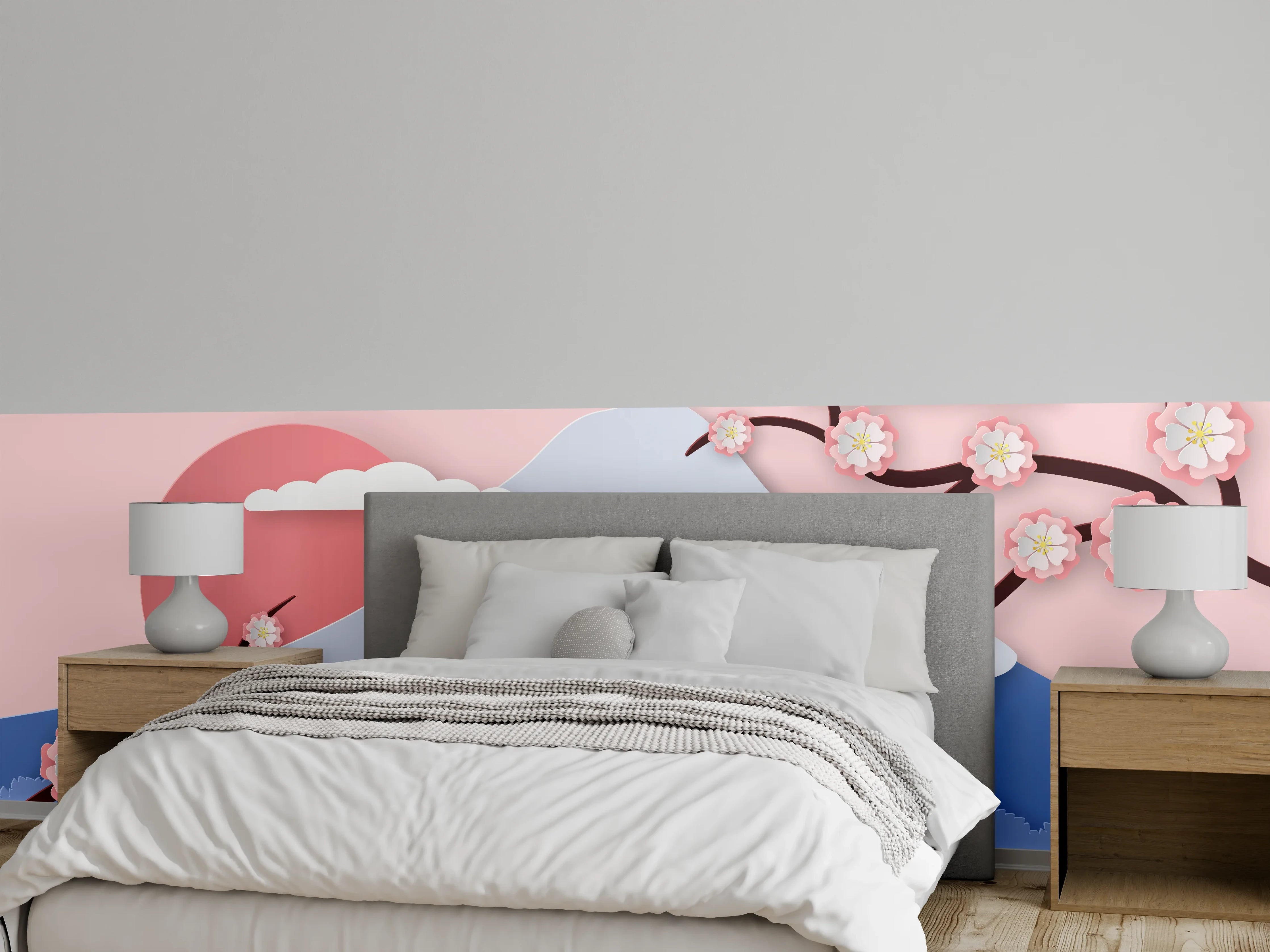Wandverkleidung Schlafzimmer - Japanischer Kirschblüten-Ansicht