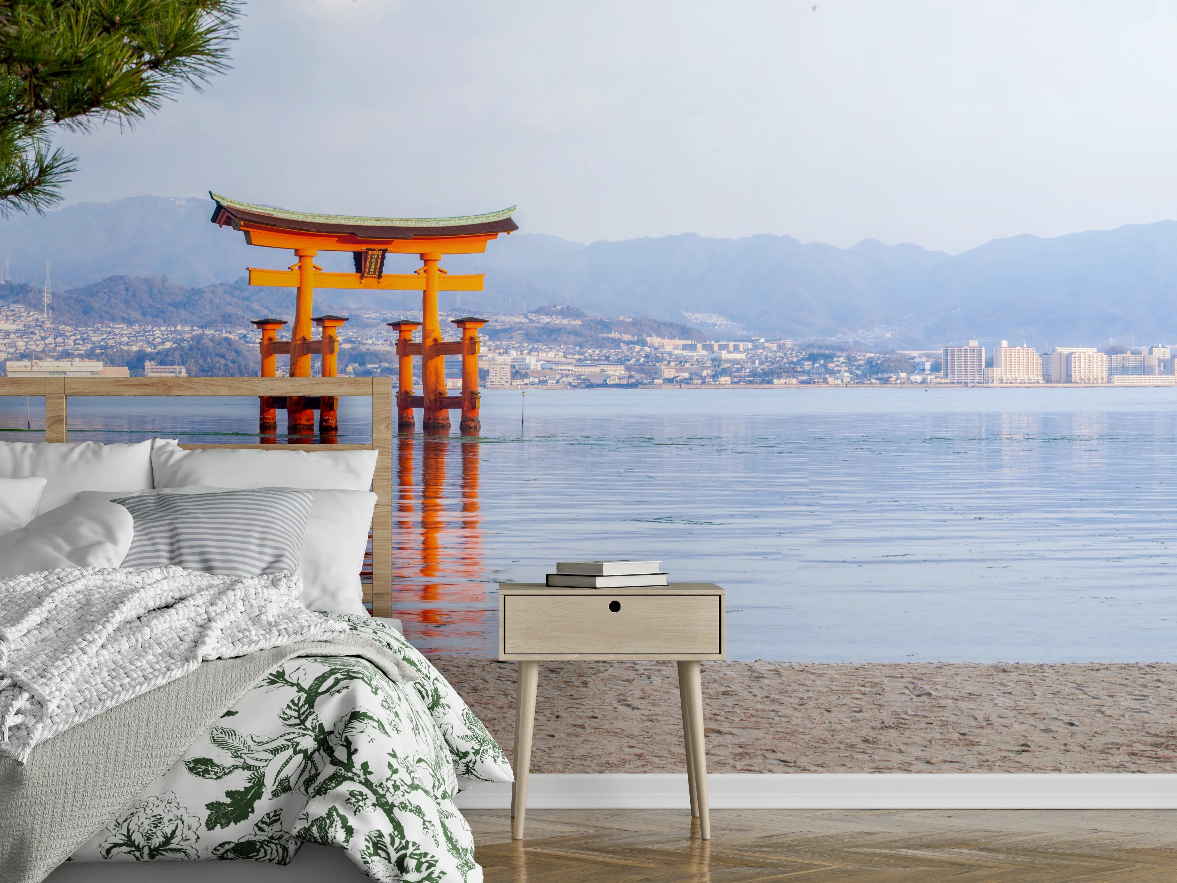 Wandverkleidung Schlafzimmer - Japanisches Torii am Meer