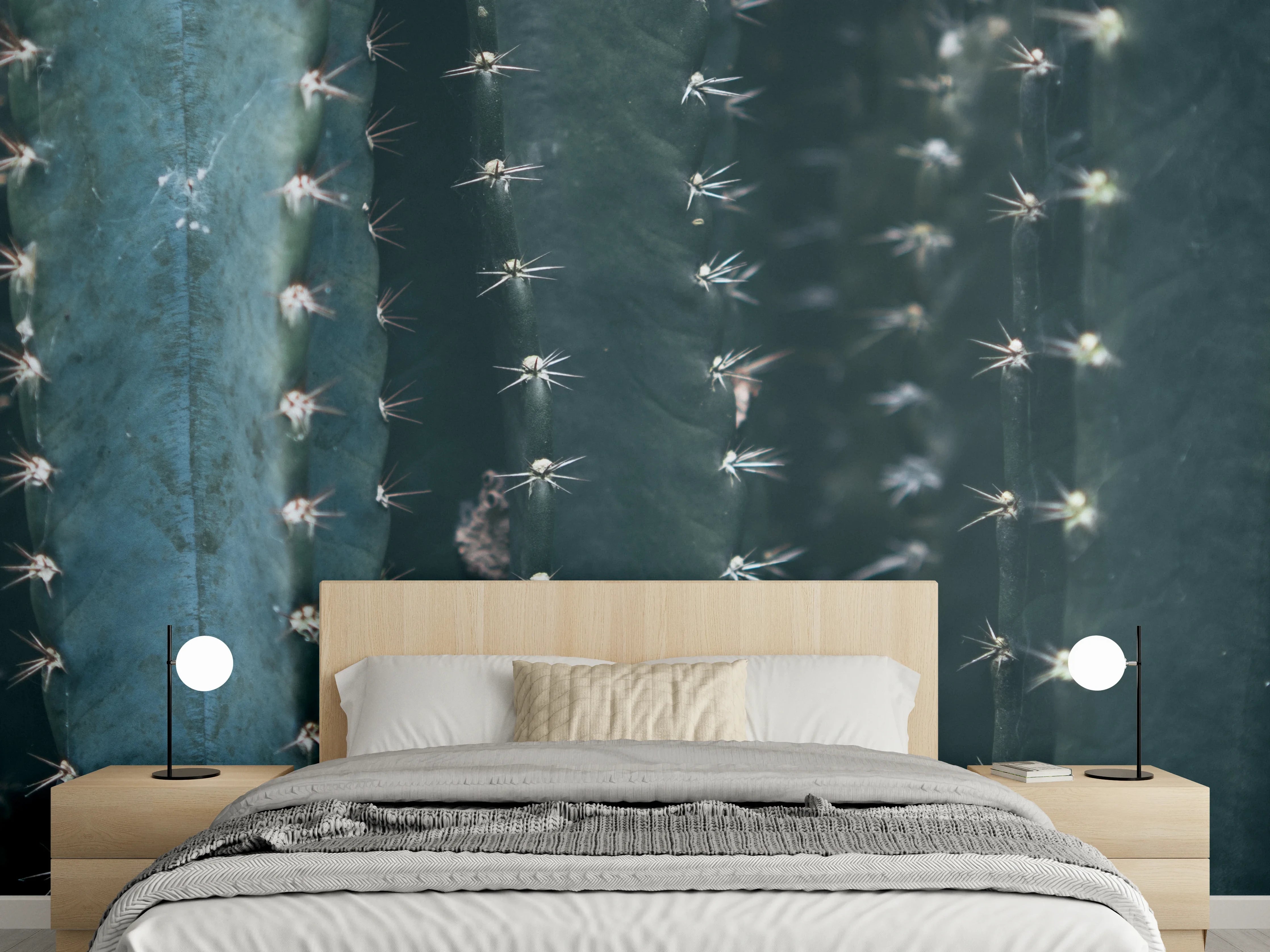 Wandverkleidung Schlafzimmer - Kaktus Nahaufnahme Wandbild