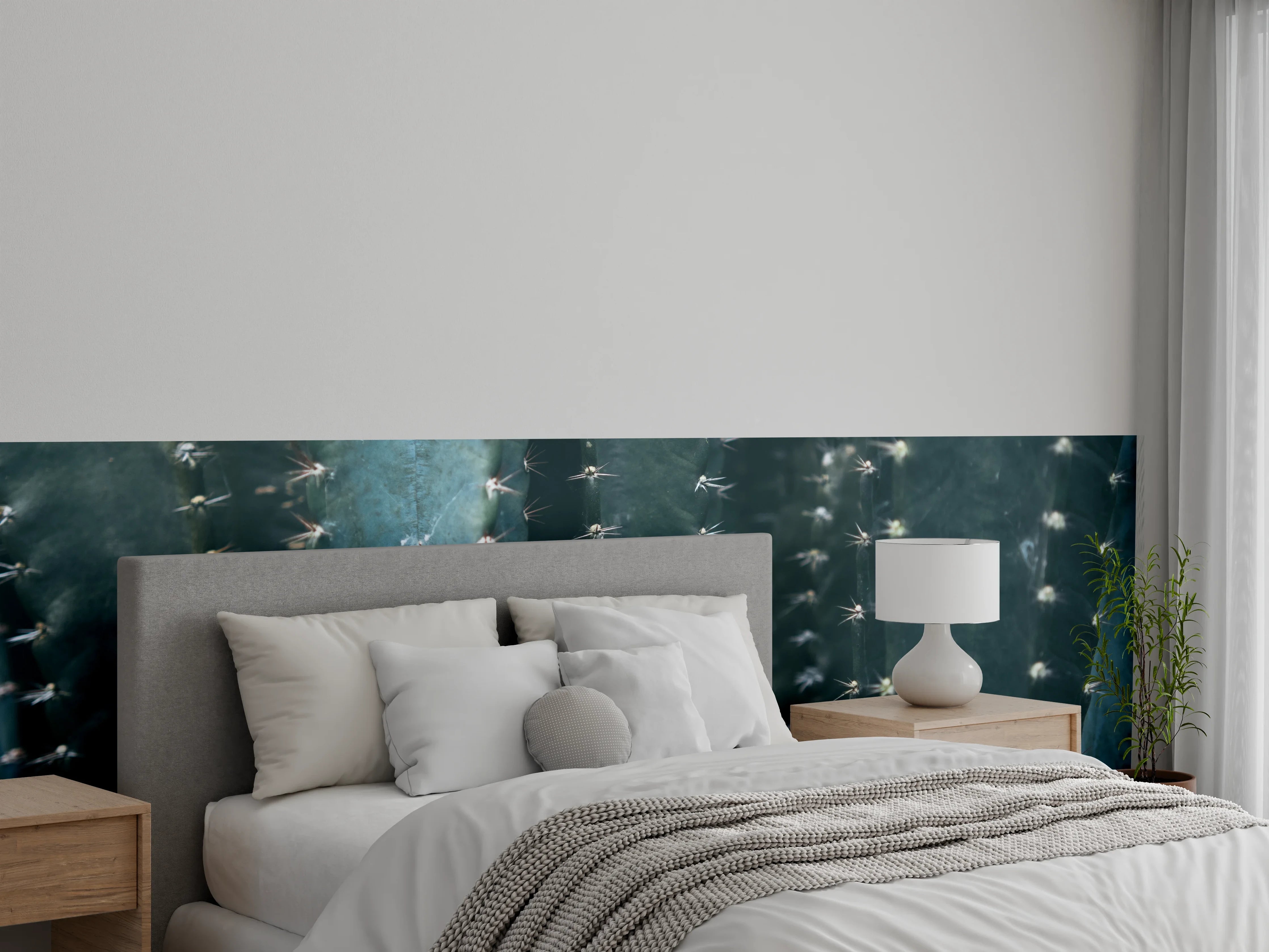 Wandverkleidung Schlafzimmer - Kaktus Nahaufnahme Wandbild