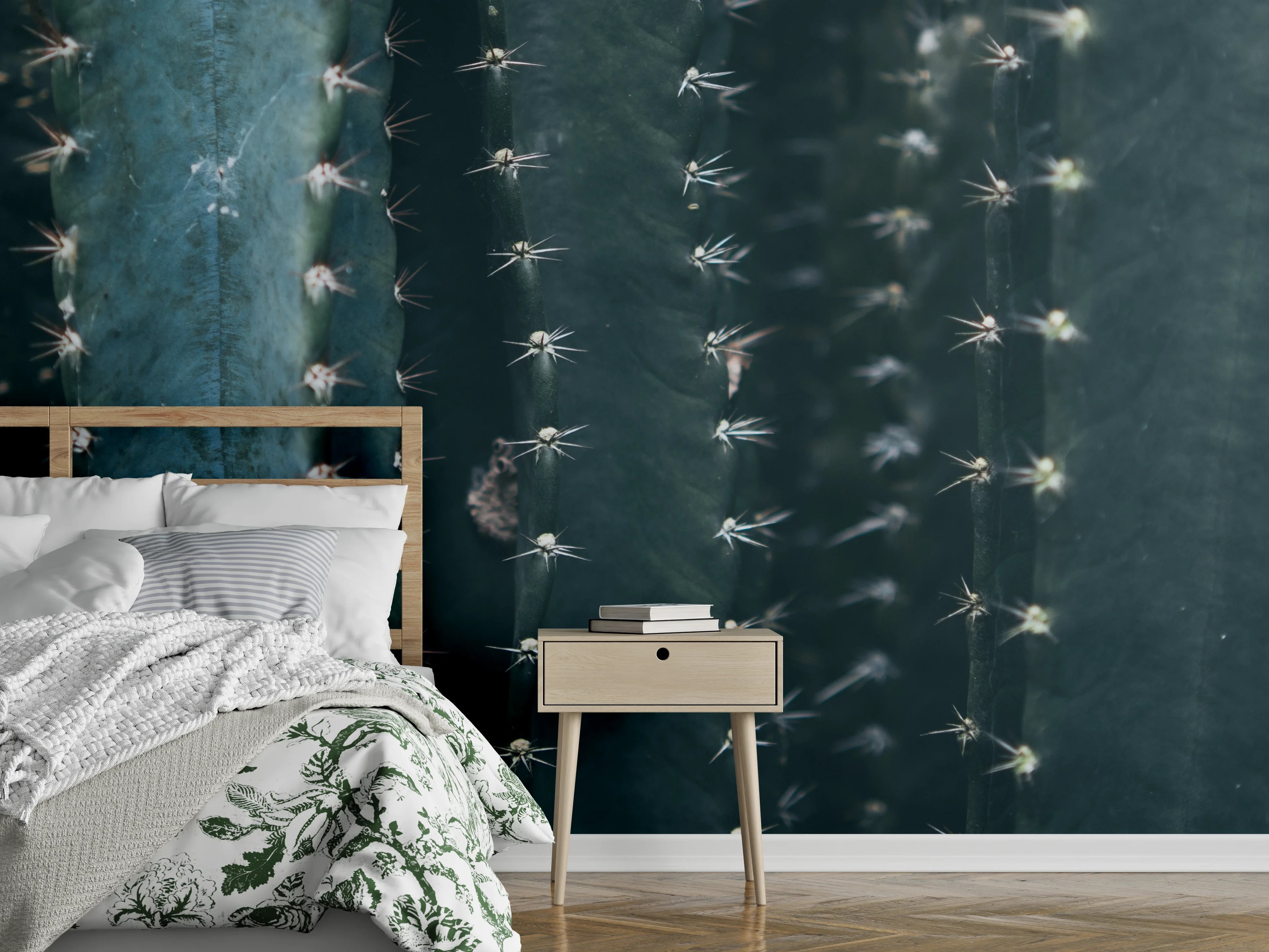 Wandverkleidung Schlafzimmer - Kaktus Nahaufnahme Wandbild