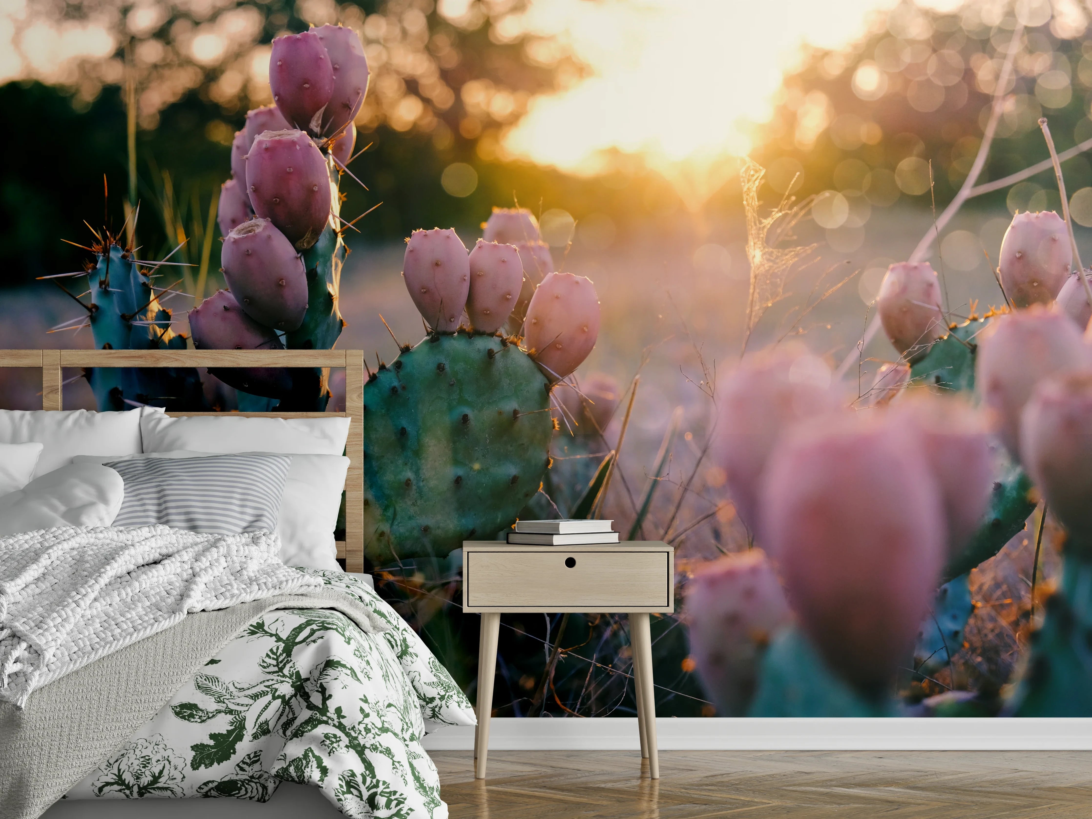 Wandverkleidung Schlafzimmer - Kaktus im Sonnenuntergang – Naturbild