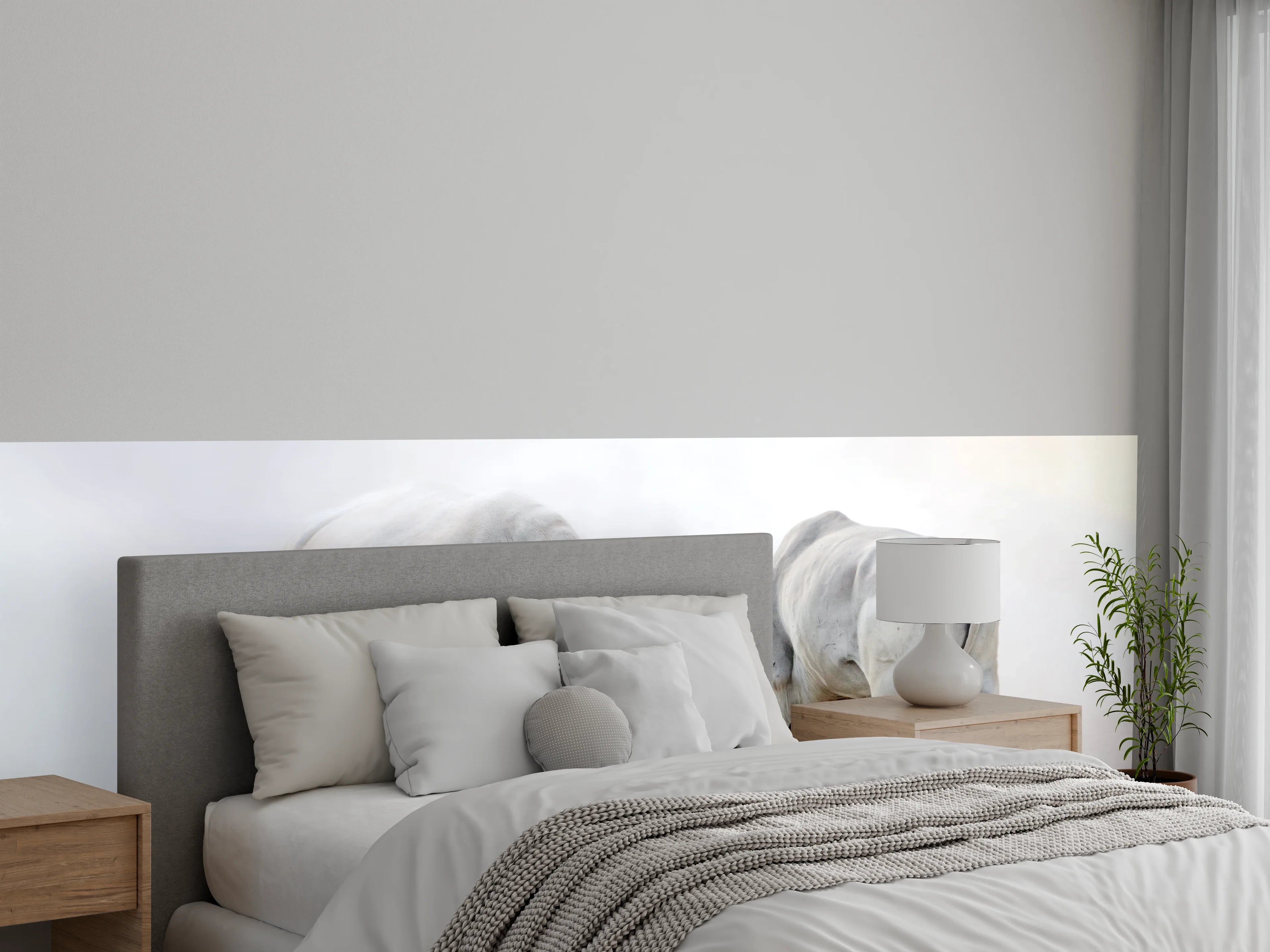 Wandverkleidung Schlafzimmer - Kampf zwischen Nashorn und Oryx