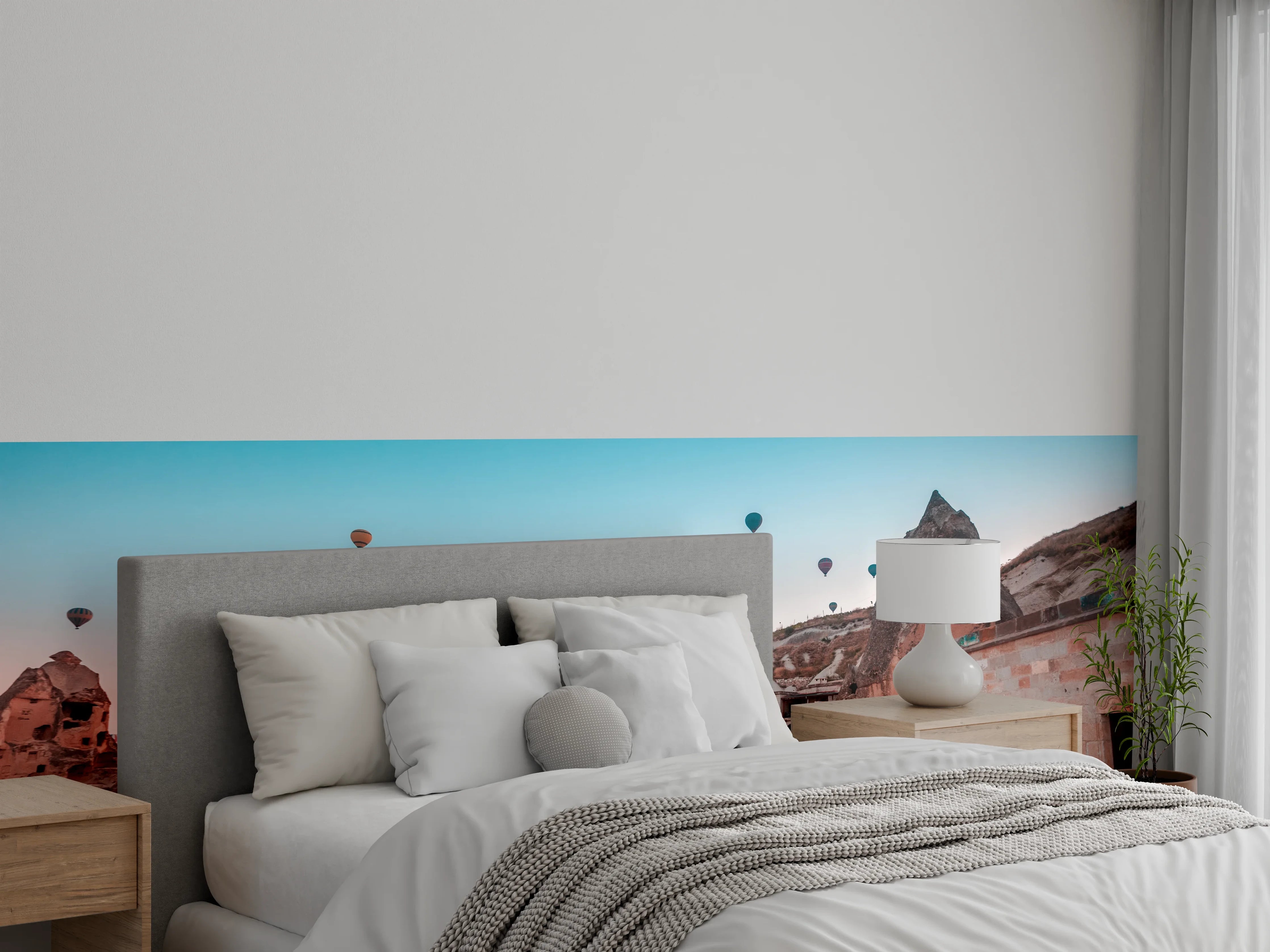 Wandverkleidung Schlafzimmer - Kappadokien Skyline mit Heißluftballons
