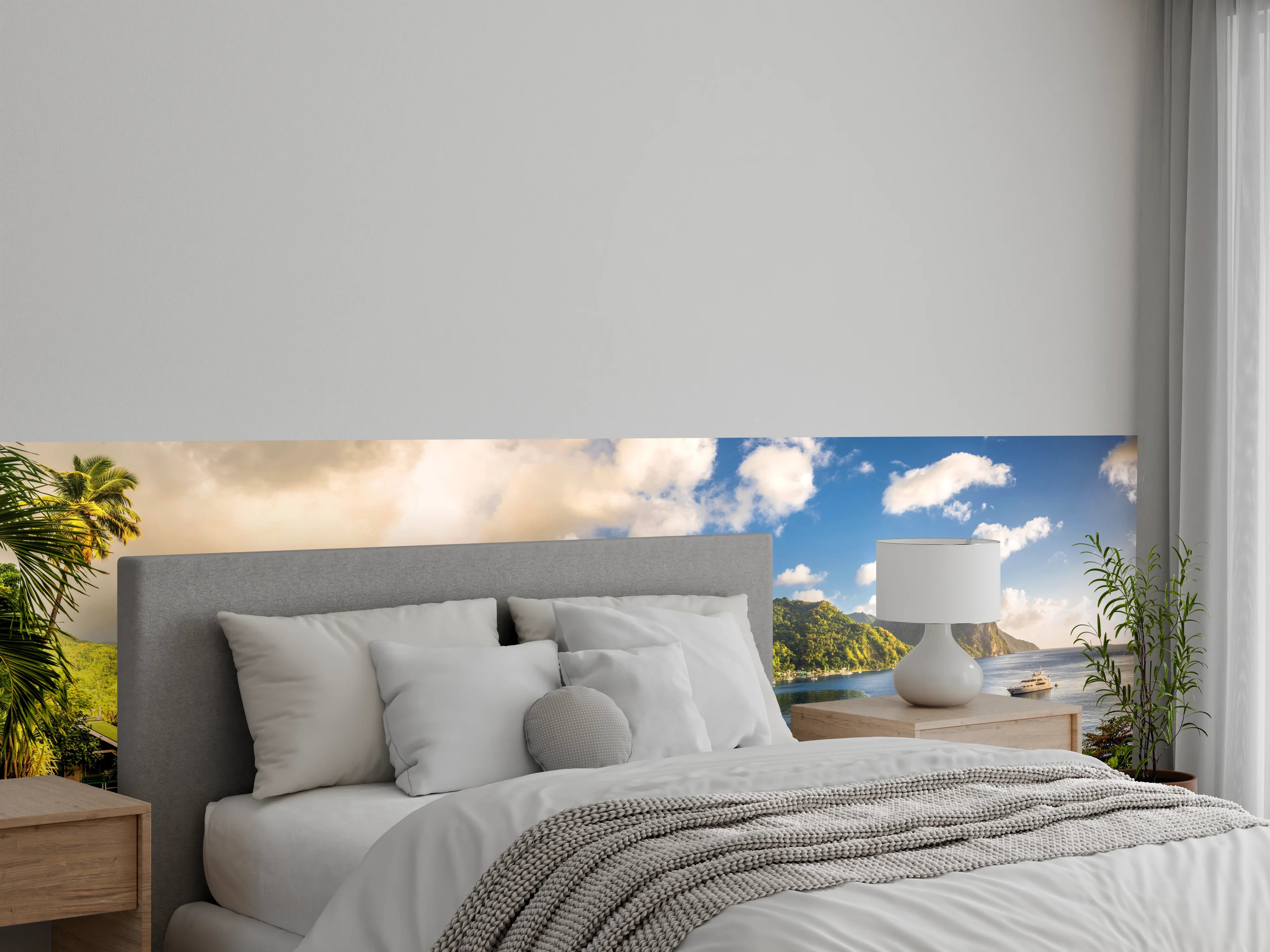 Wandverkleidung Schlafzimmer - Karibische Panorama-Landschaft am Meer