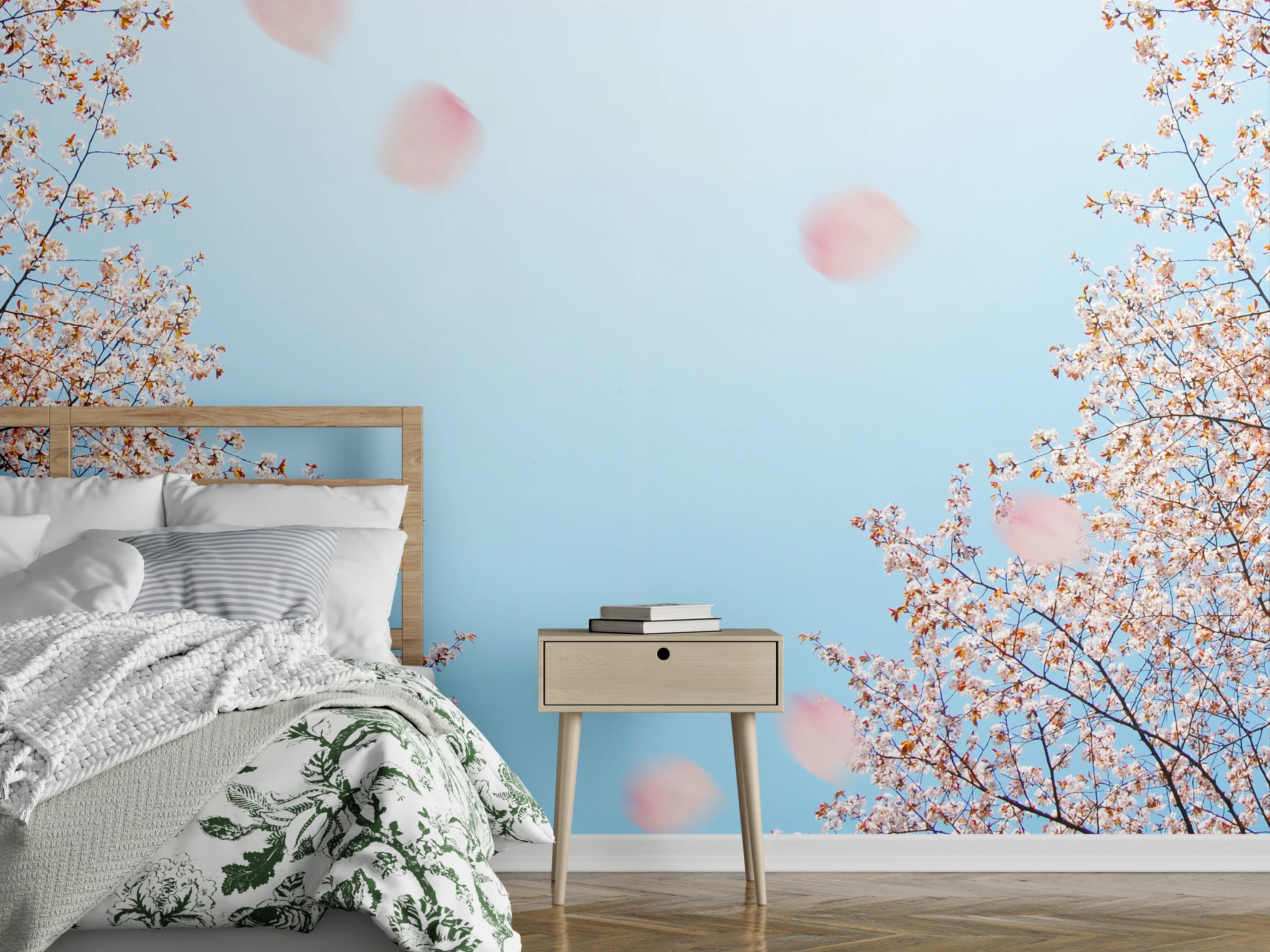 Wandverkleidung Schlafzimmer - Kirschblüten & blauer Himmel Frühling