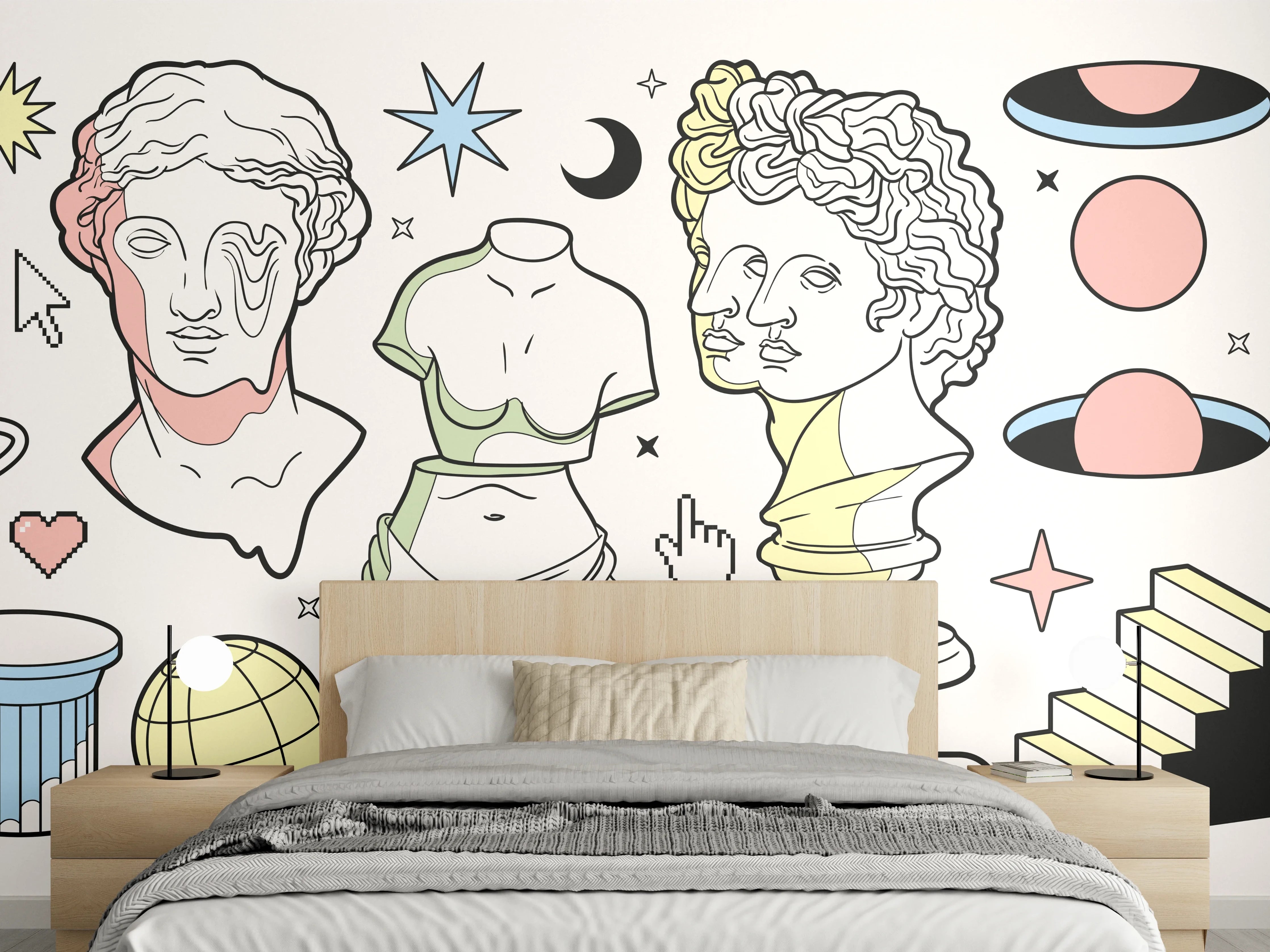 Wandverkleidung Schlafzimmer - Klassik-Inspirierte Illustrationsreihe