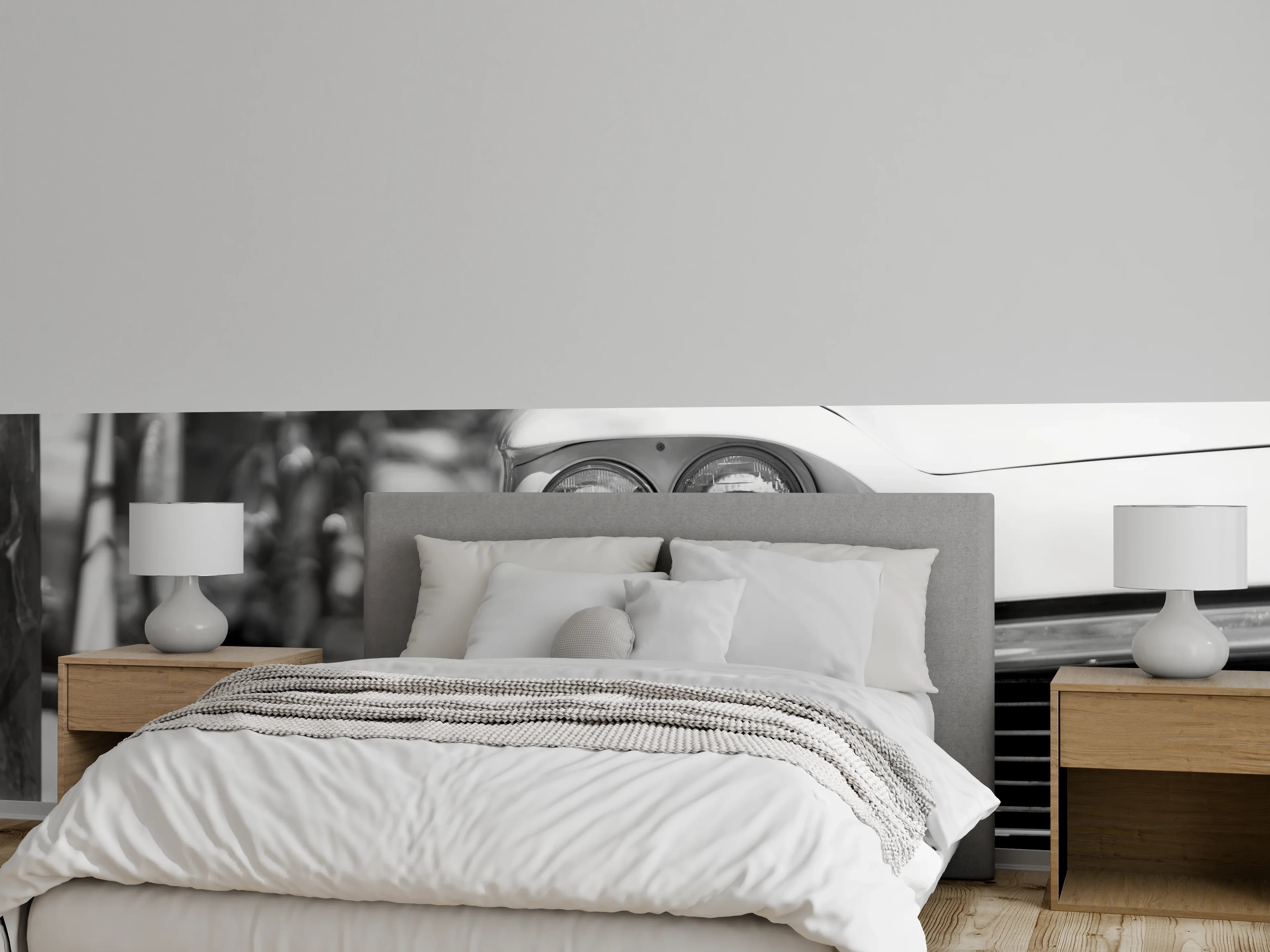 Wandverkleidung Schlafzimmer - Klassisches Vintage Auto Schwarz-Weiß