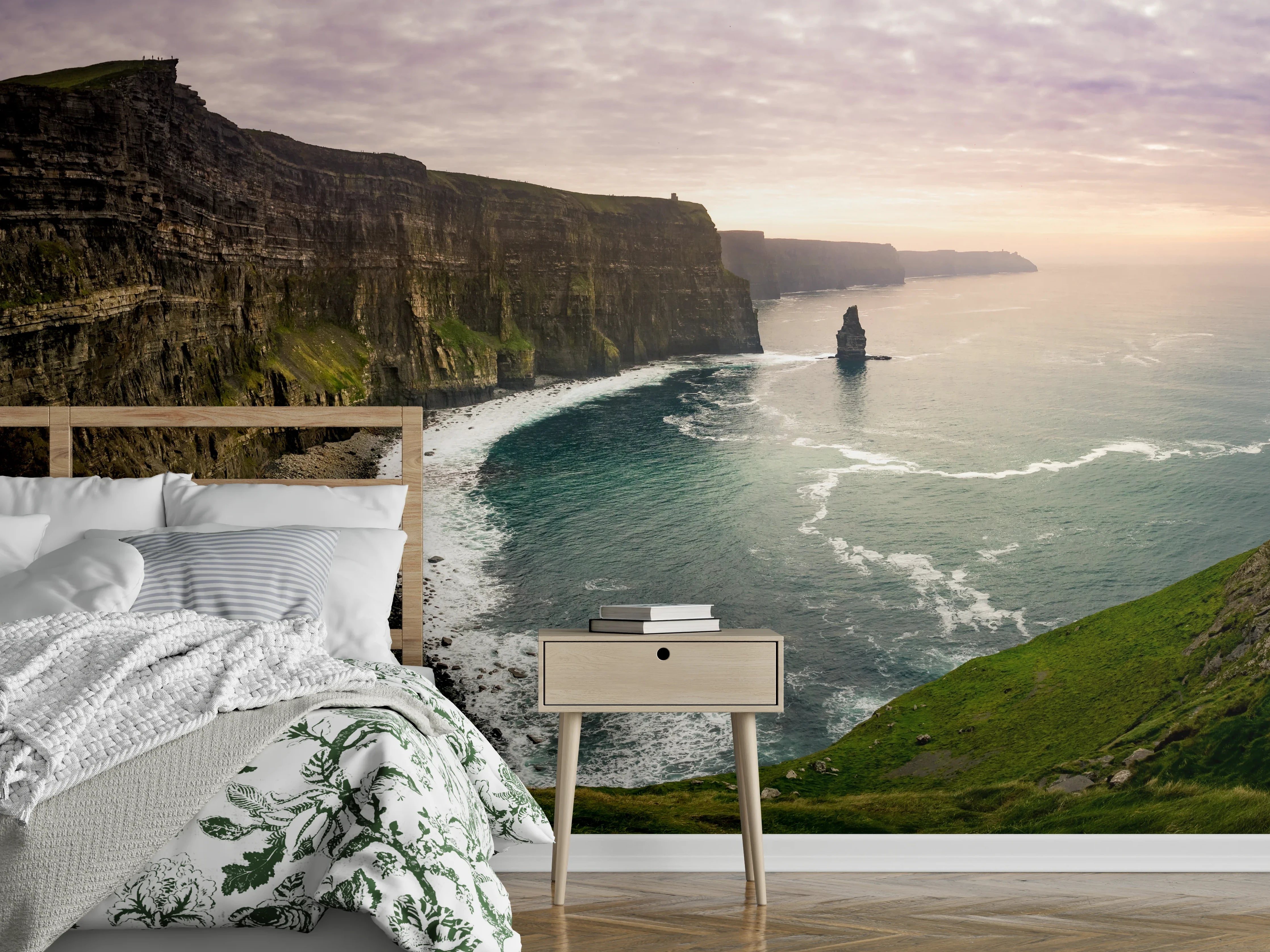 Wandverkleidung Schlafzimmer - Klippen an Irlands Atlantikküste Panorama