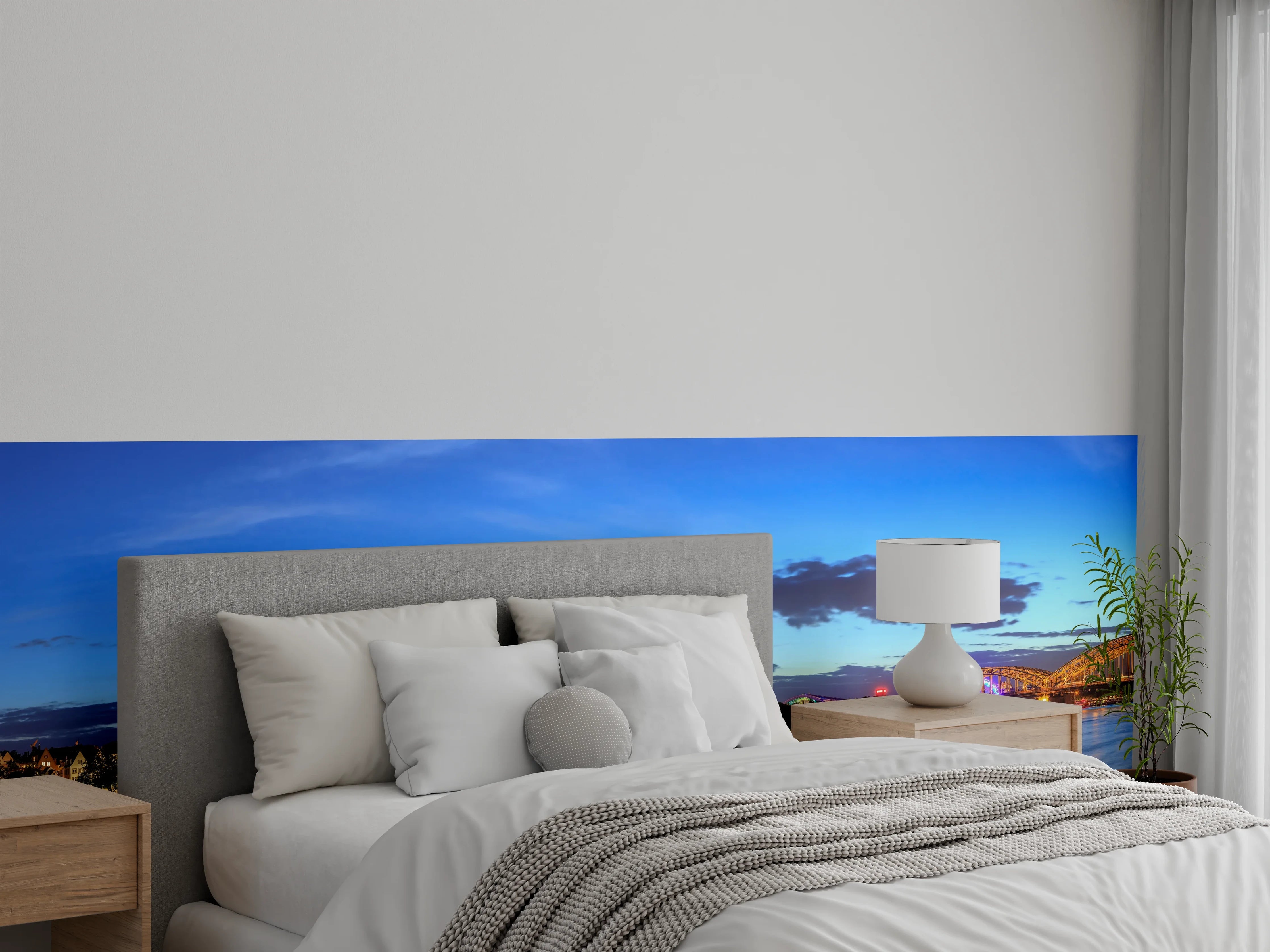 Wandverkleidung Schlafzimmer - Kölner Skyline - Nachts