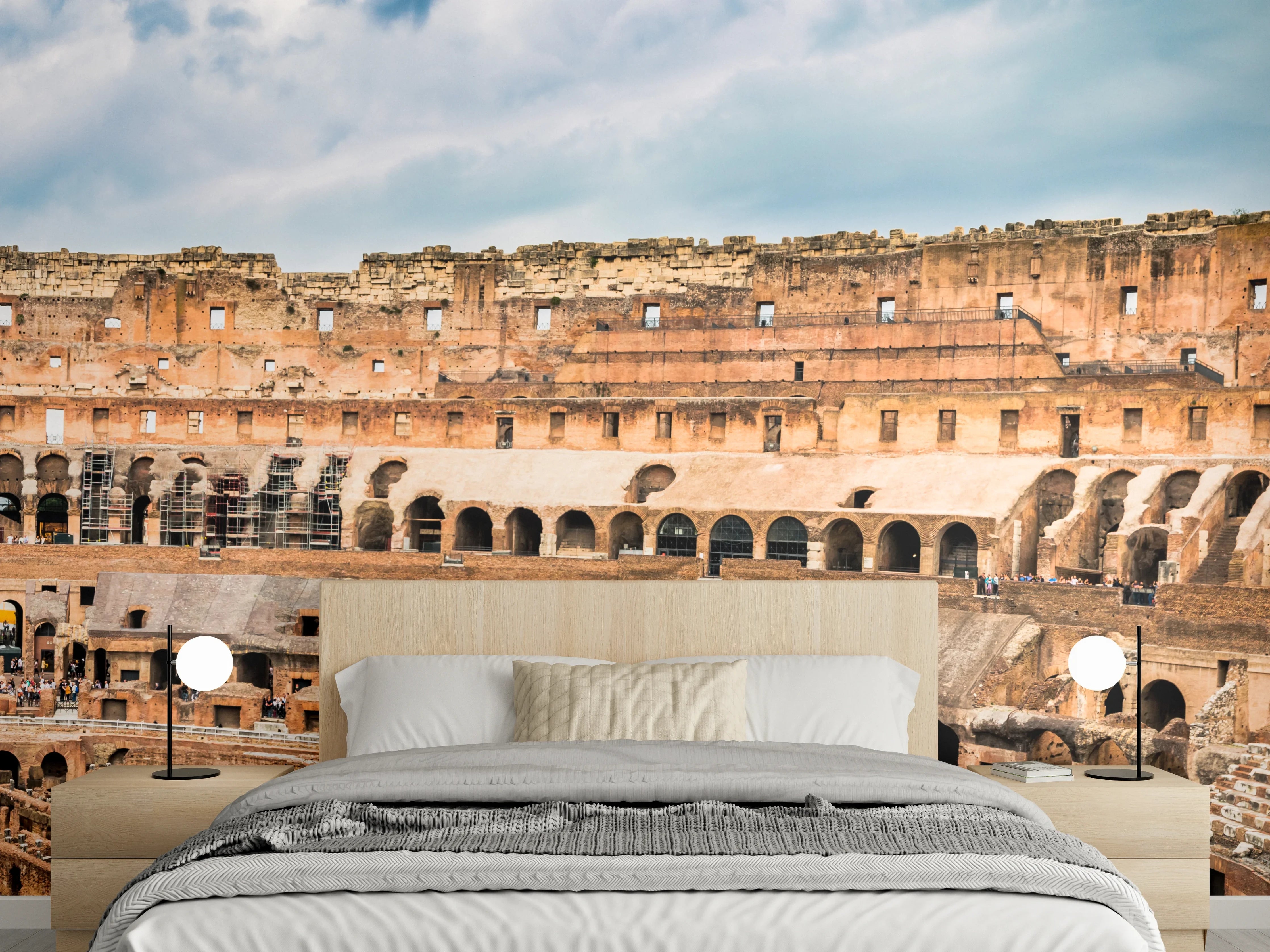 Wandverkleidung Schlafzimmer - Kolosseum Panorama in Beige
