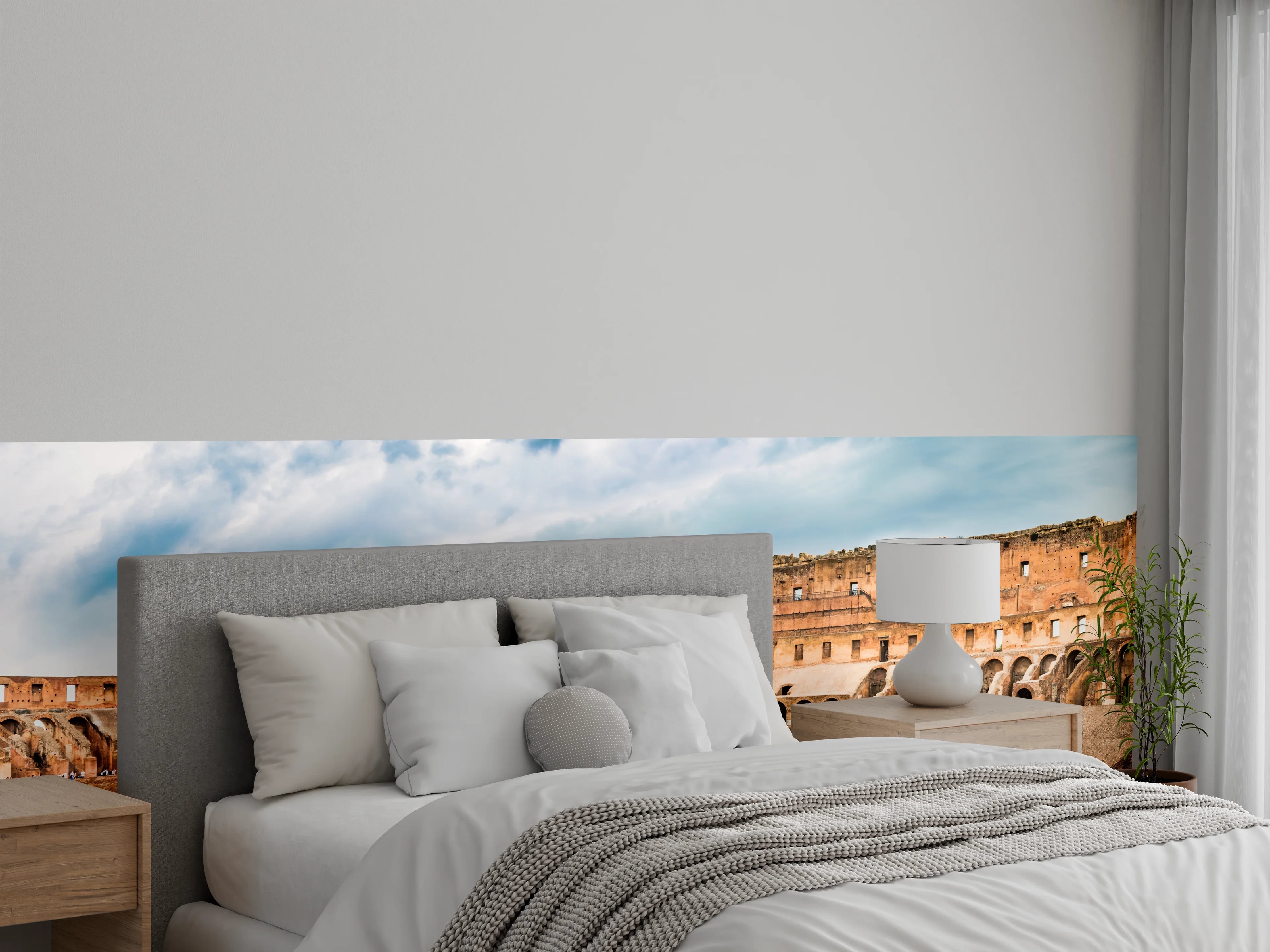 Wandverkleidung Schlafzimmer - Kolosseum Panorama in Beige