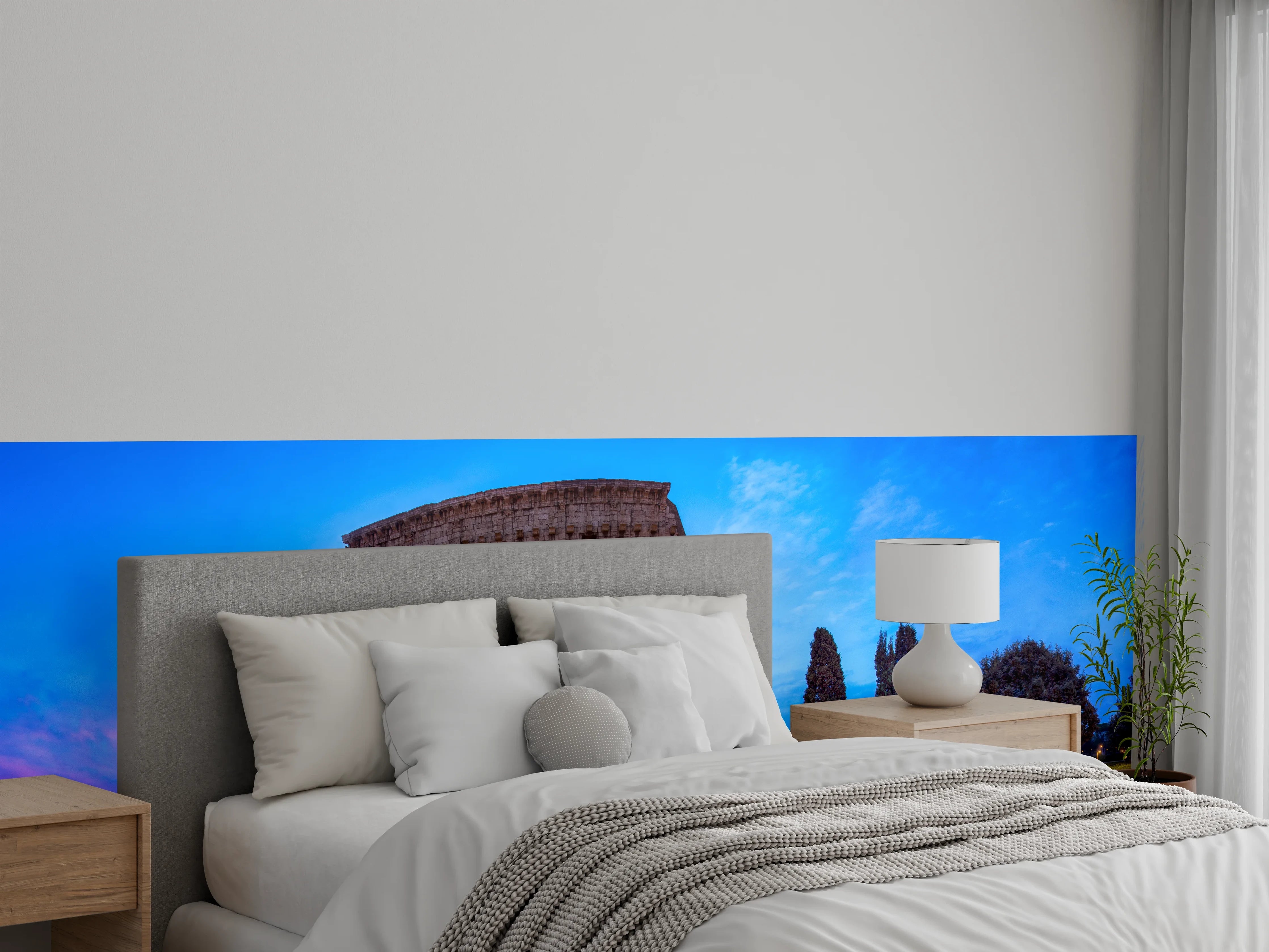Wandverkleidung Schlafzimmer - Kolosseum in Rom Panorama bei Nacht