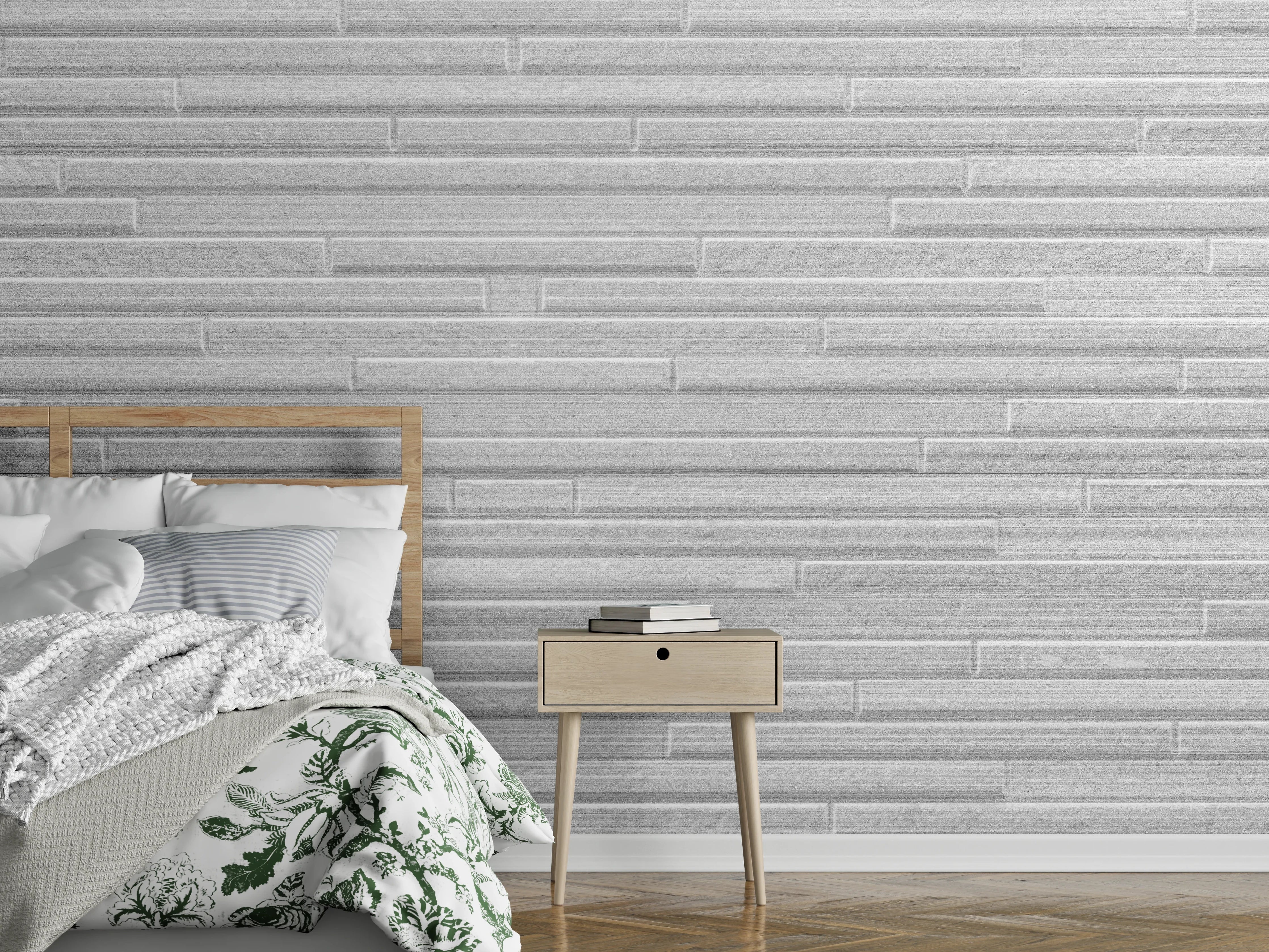 Wandverkleidung Schlafzimmer - Konstruktion der modernen weißen Steinwand