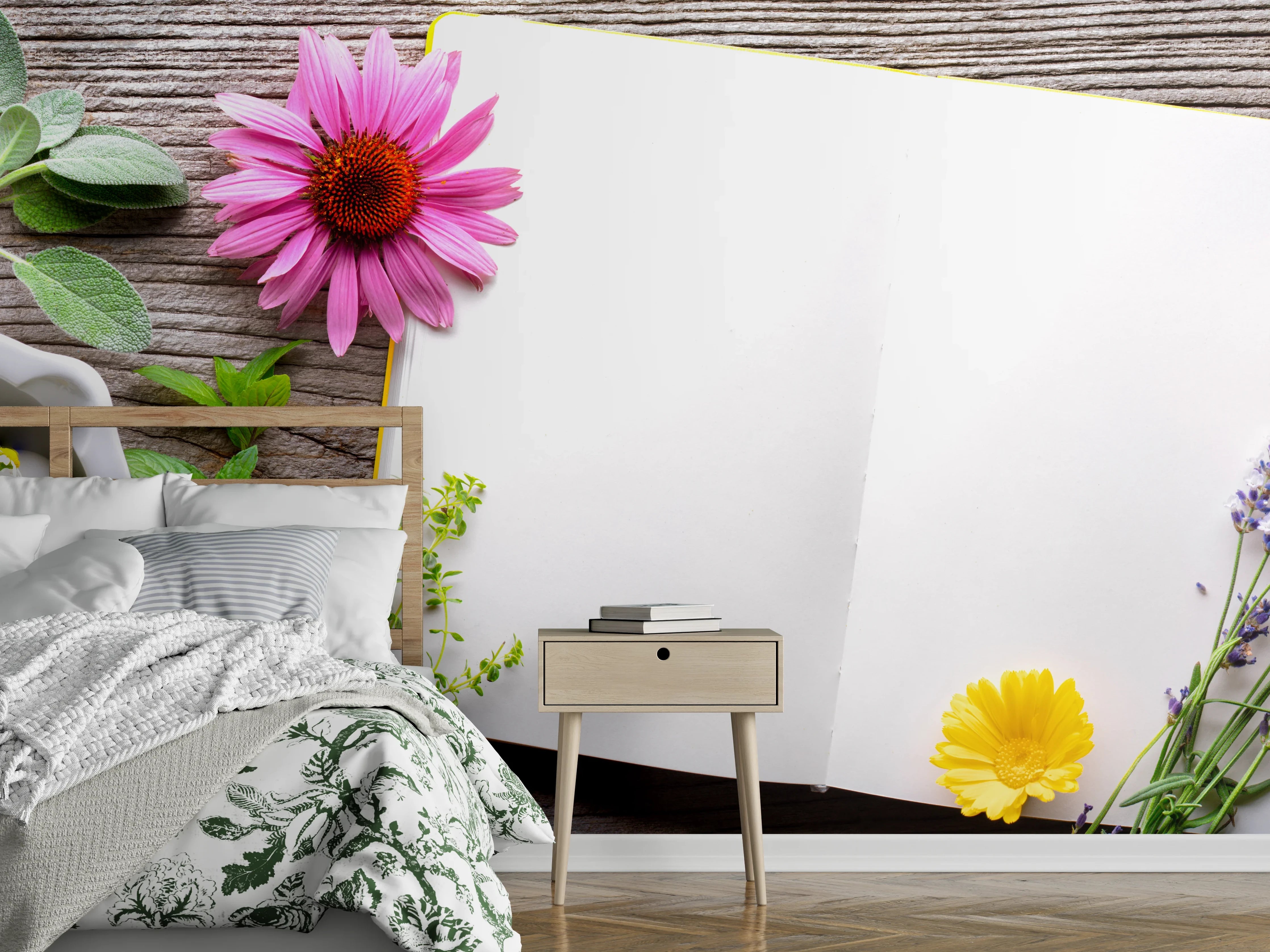 Wandverkleidung Schlafzimmer - Kräuter & Blumen