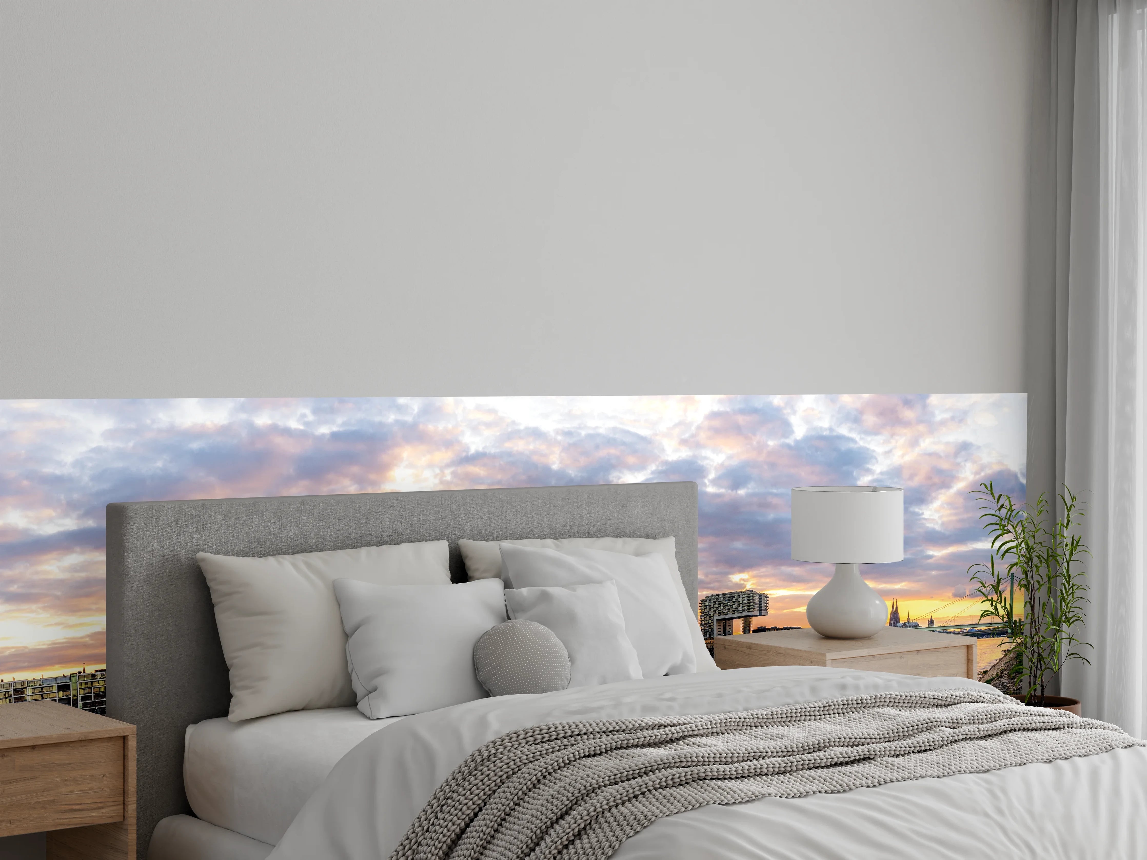 Wandverkleidung Schlafzimmer - Kranhäuser Köln Panorama Sonnenuntergang