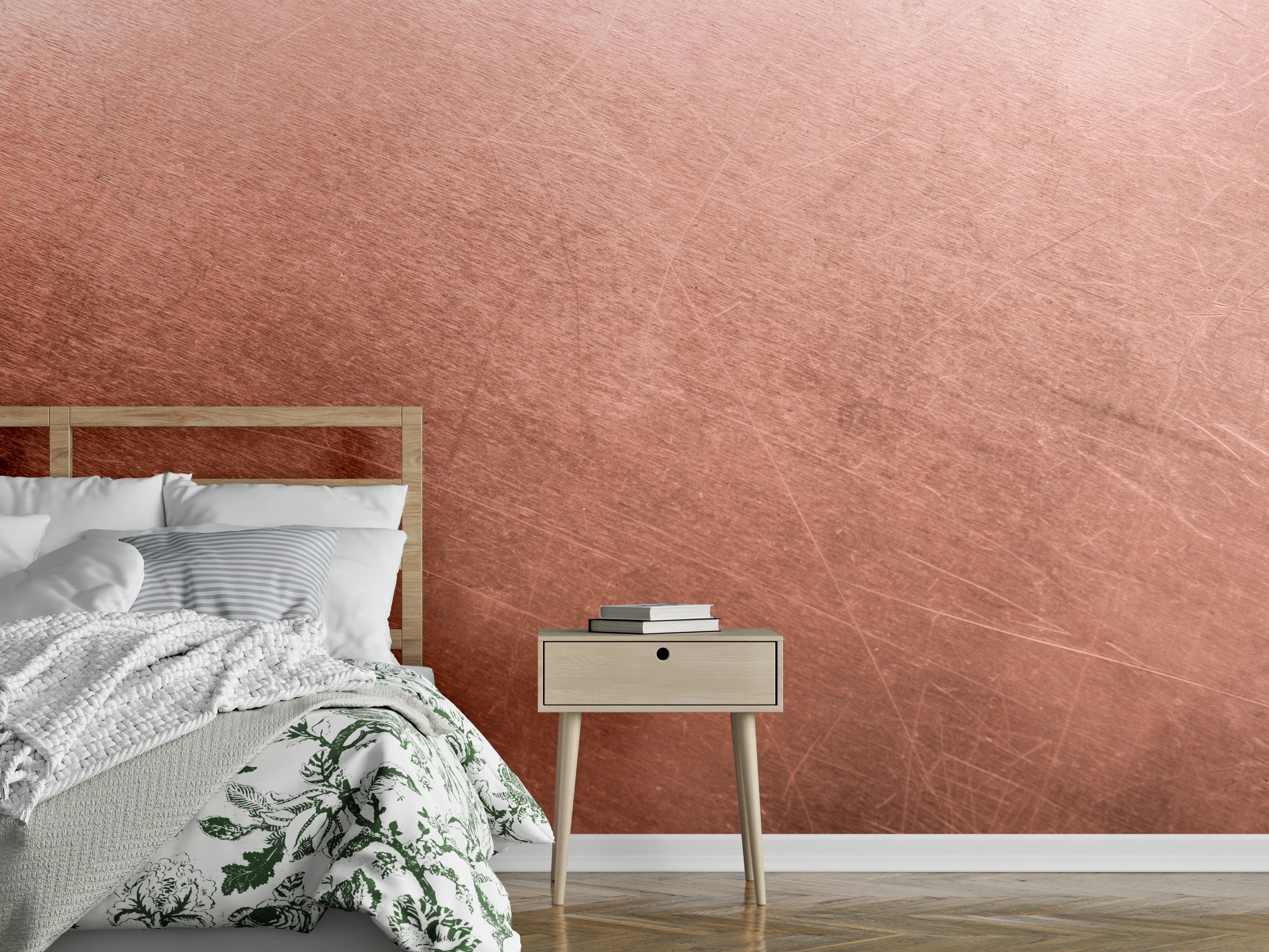 Wandverkleidung Schlafzimmer - Kupferoberfläche mit feiner Struktur