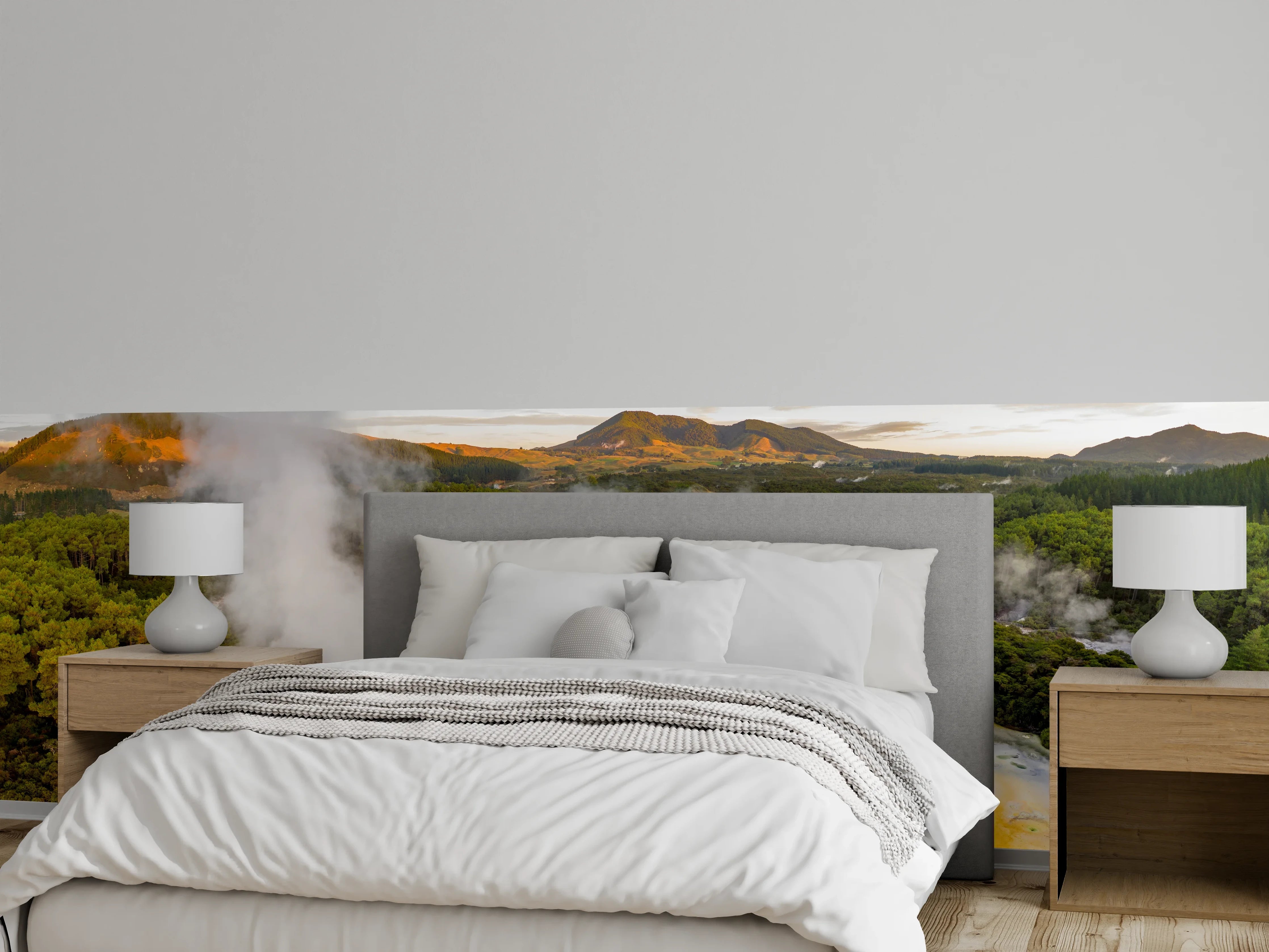 Wandverkleidung Schlafzimmer - Landschaft mit kochend heißem Schlamm