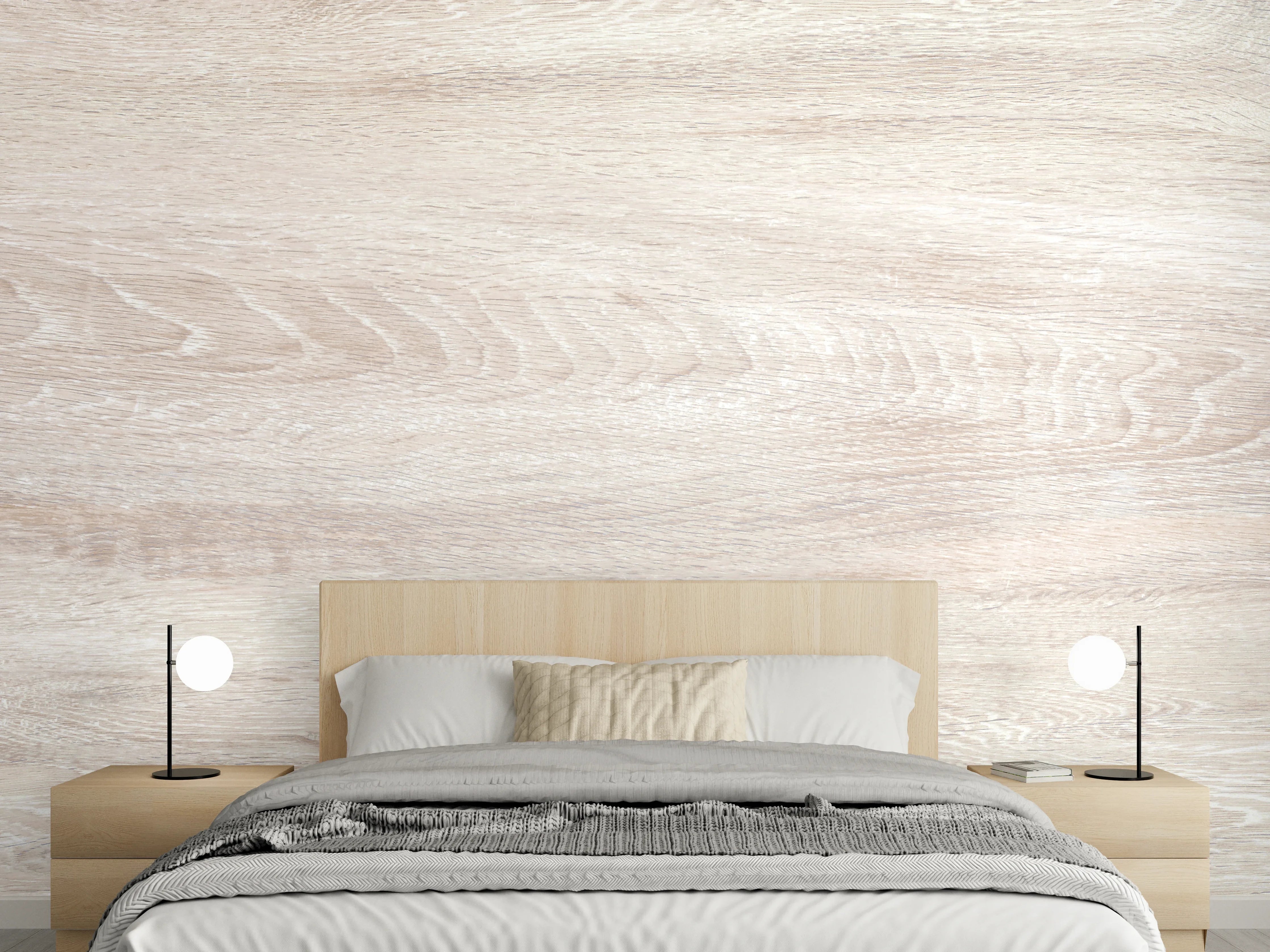 Wandverkleidung Schlafzimmer - Lange beige Holzplatte