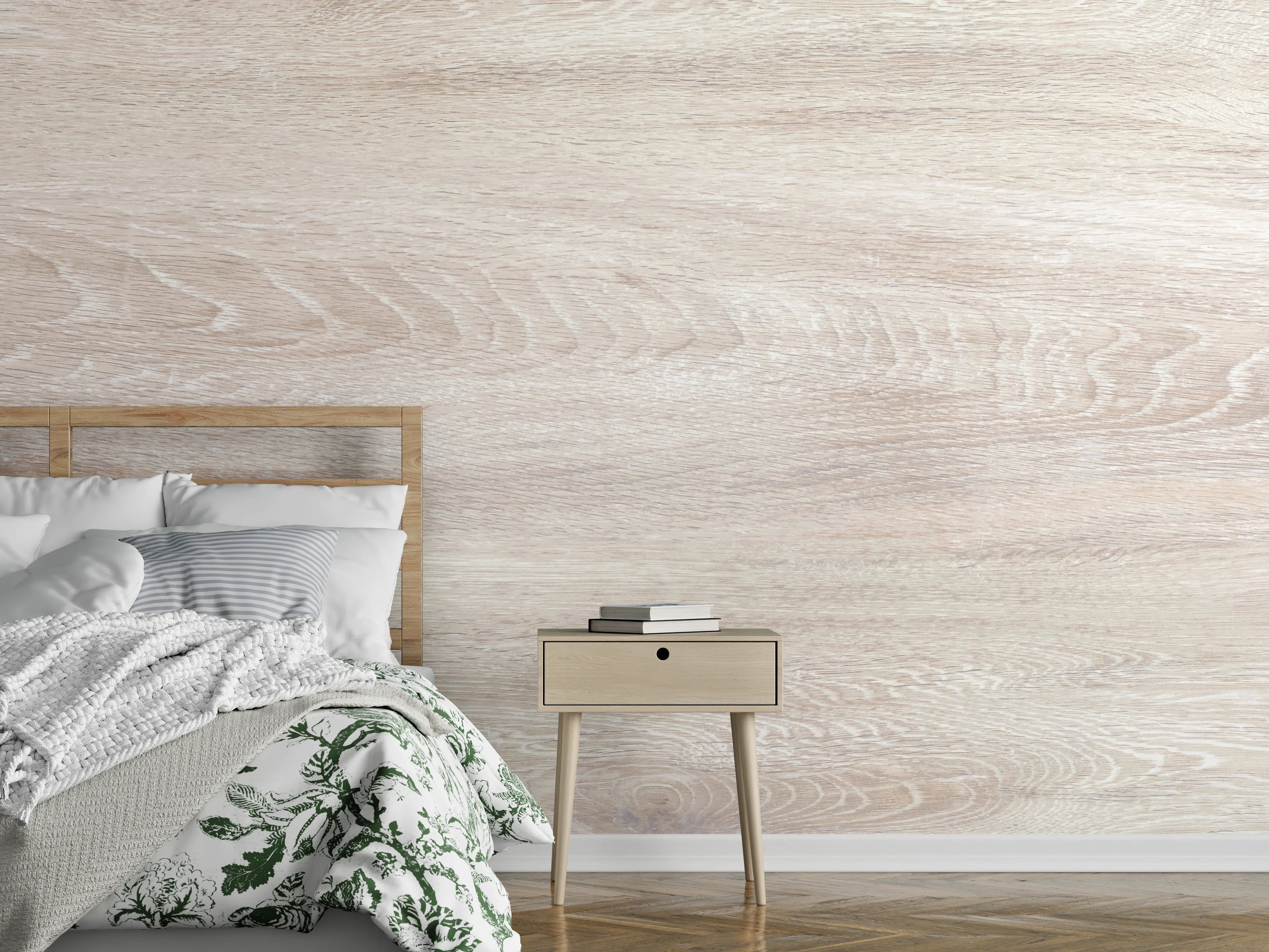Wandverkleidung Schlafzimmer - Lange beige Holzplatte