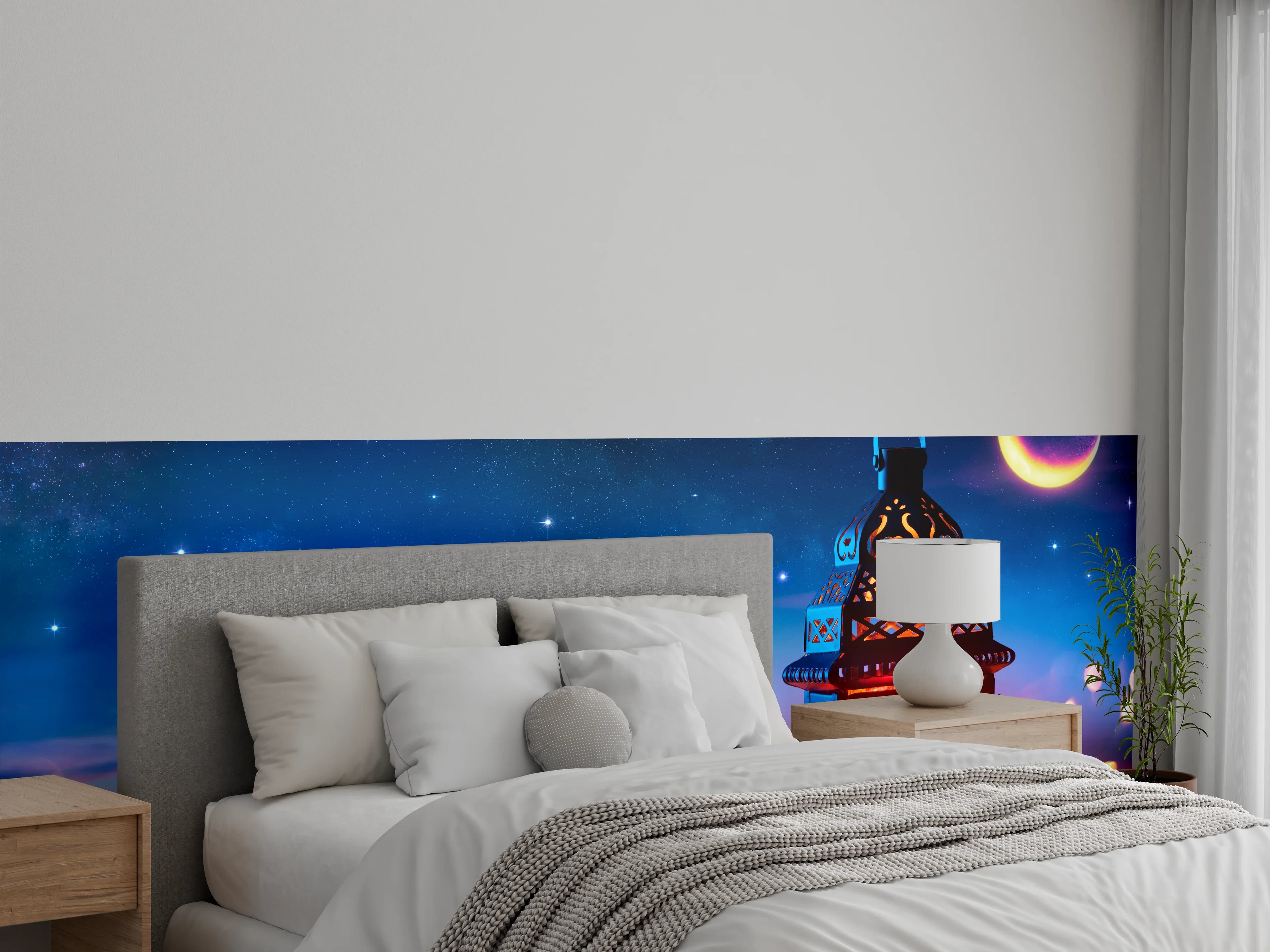 Wandverkleidung Schlafzimmer - Laternenlicht bei Sternenhimmel