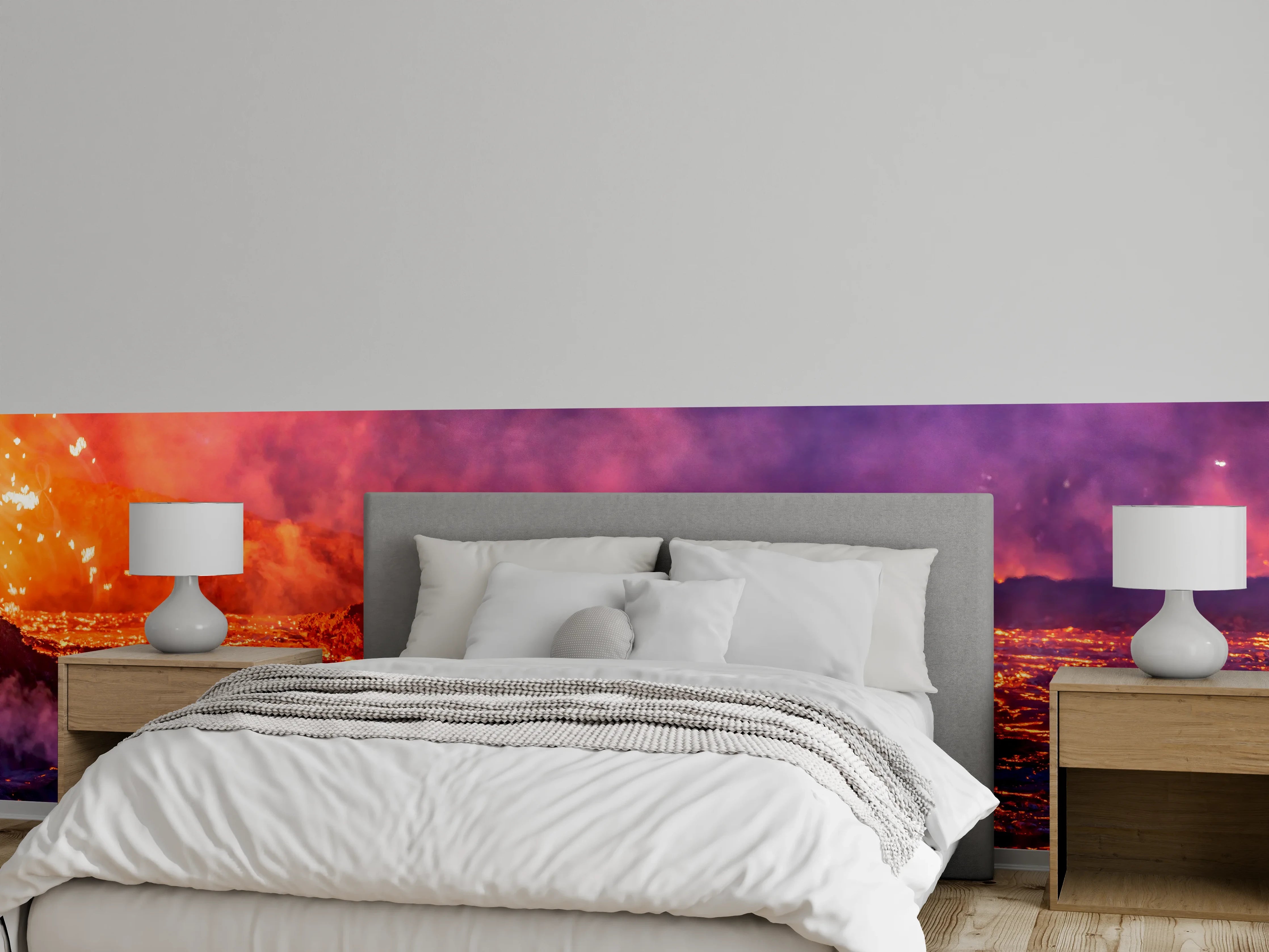 Wandverkleidung Schlafzimmer - Lavastrom aus dem ausbrechenden Vulkankrater