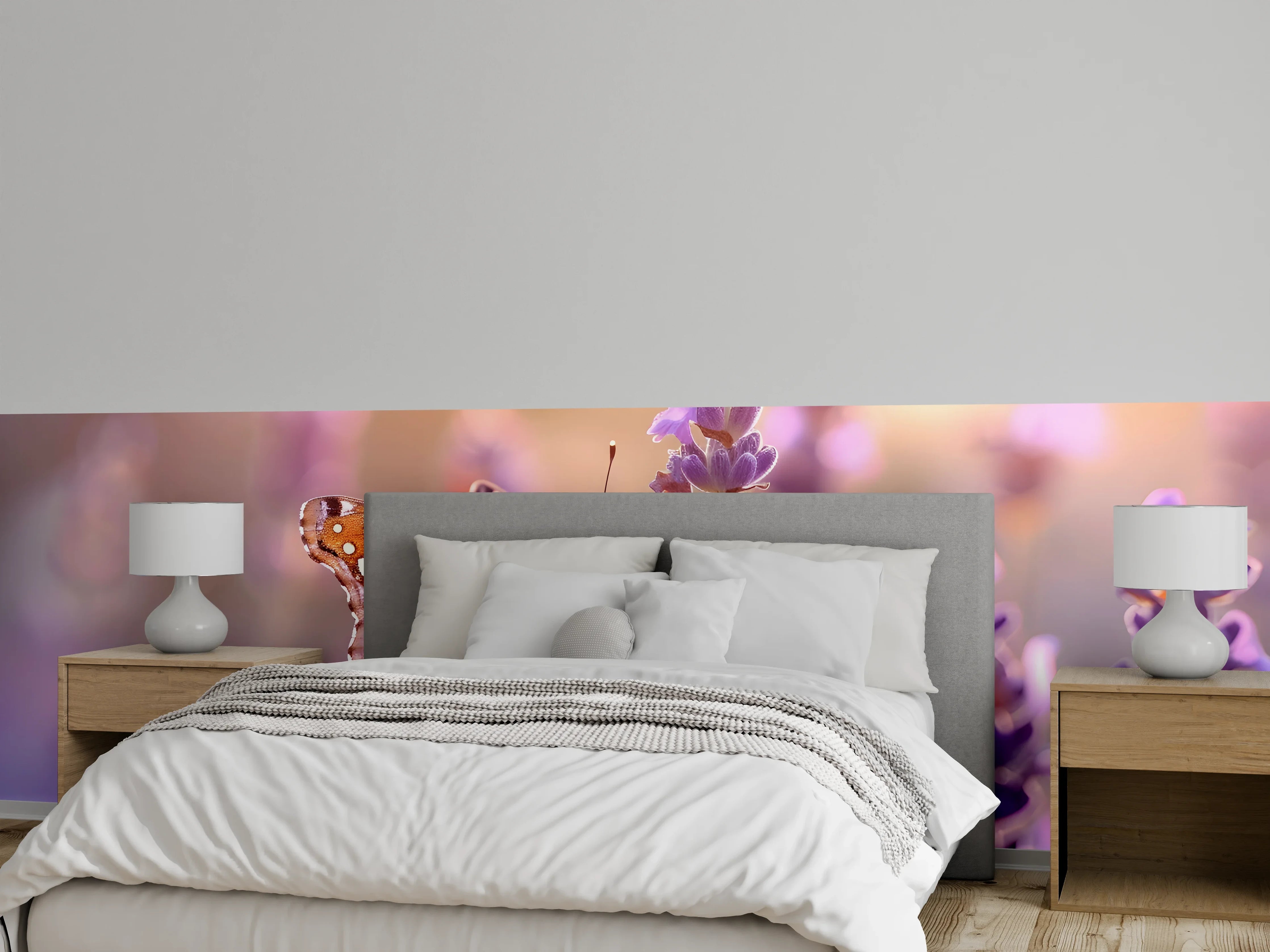 Wandverkleidung Schlafzimmer - Lavendel-Schmetterling in Pastell
