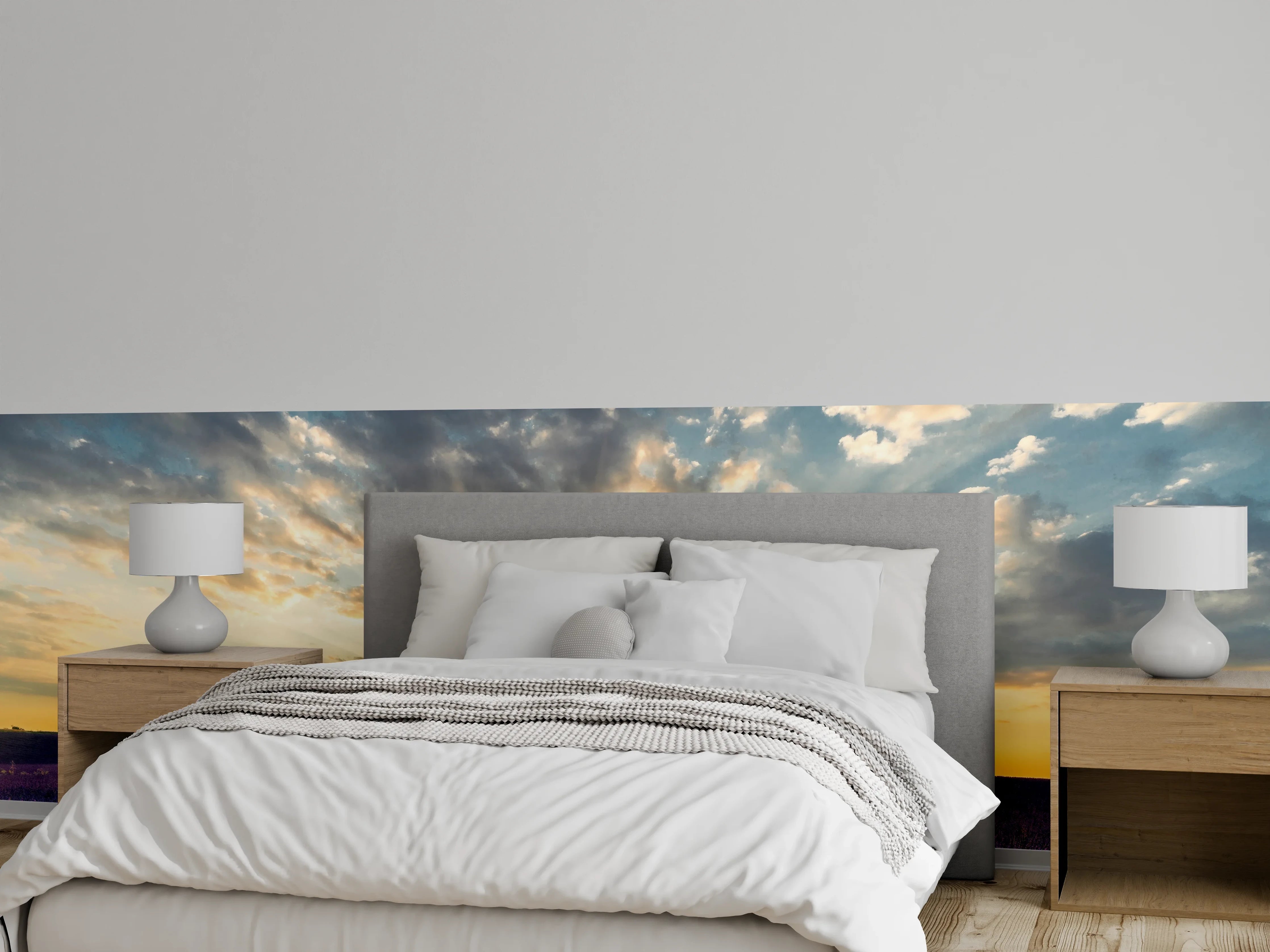 Wandverkleidung Schlafzimmer - Lavendelfeld Sonnenuntergang Naturfotografie