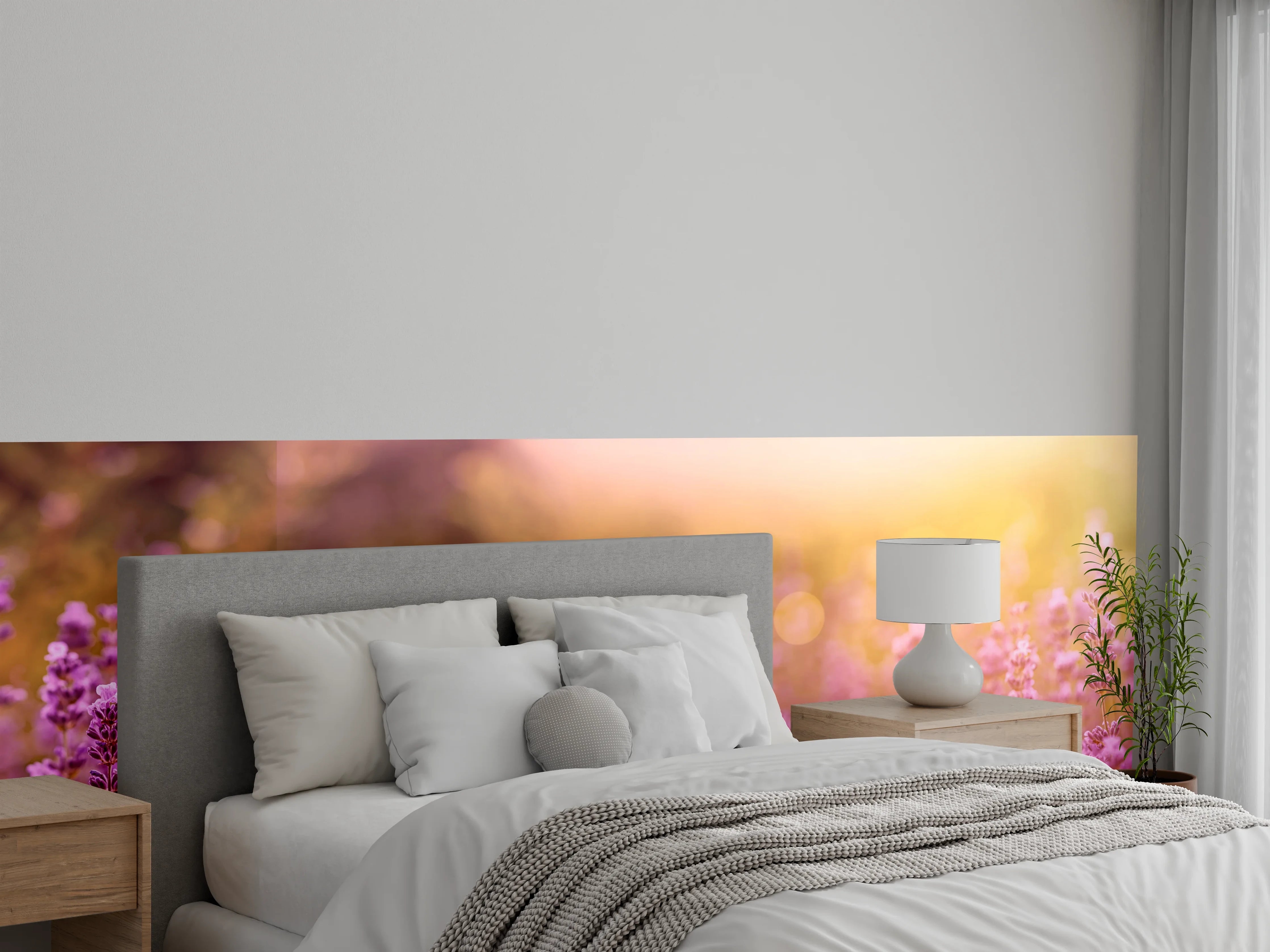 Wandverkleidung Schlafzimmer - Lavendelfeld im warmen Abendlicht