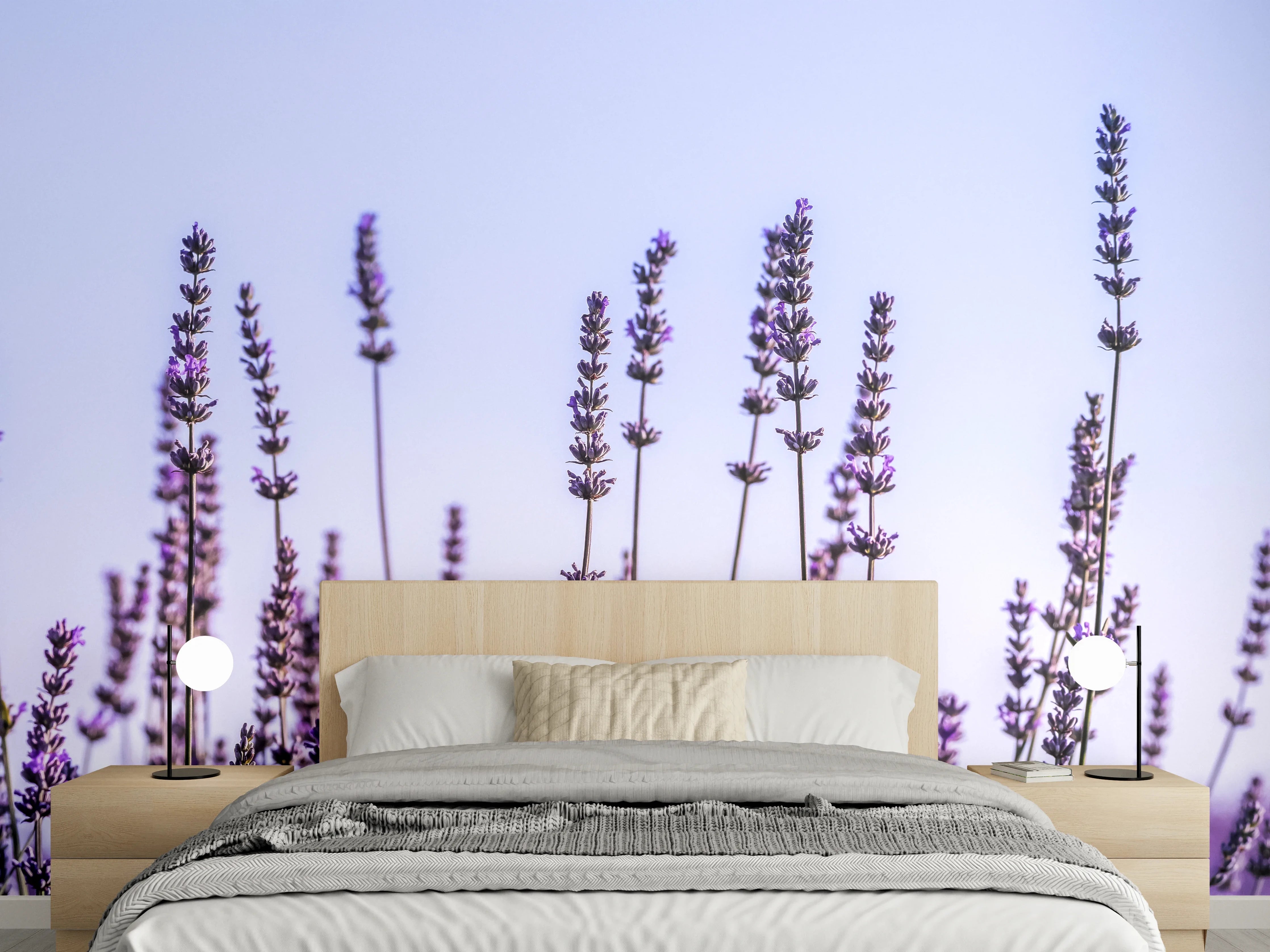 Wandverkleidung Schlafzimmer - Lavendelfeld in Lila-Blau