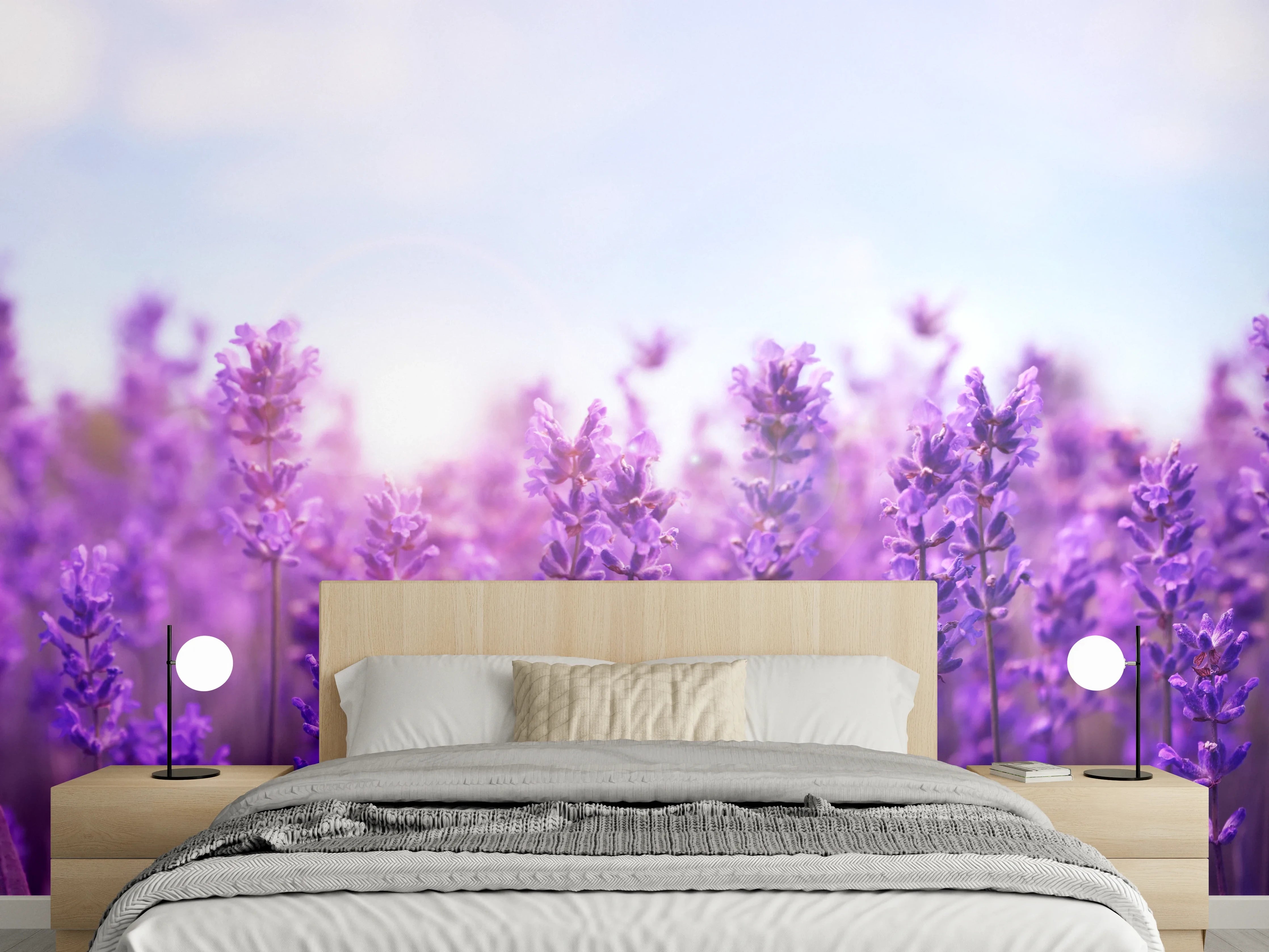 Wandverkleidung Schlafzimmer - Lavendelfeld in Lila