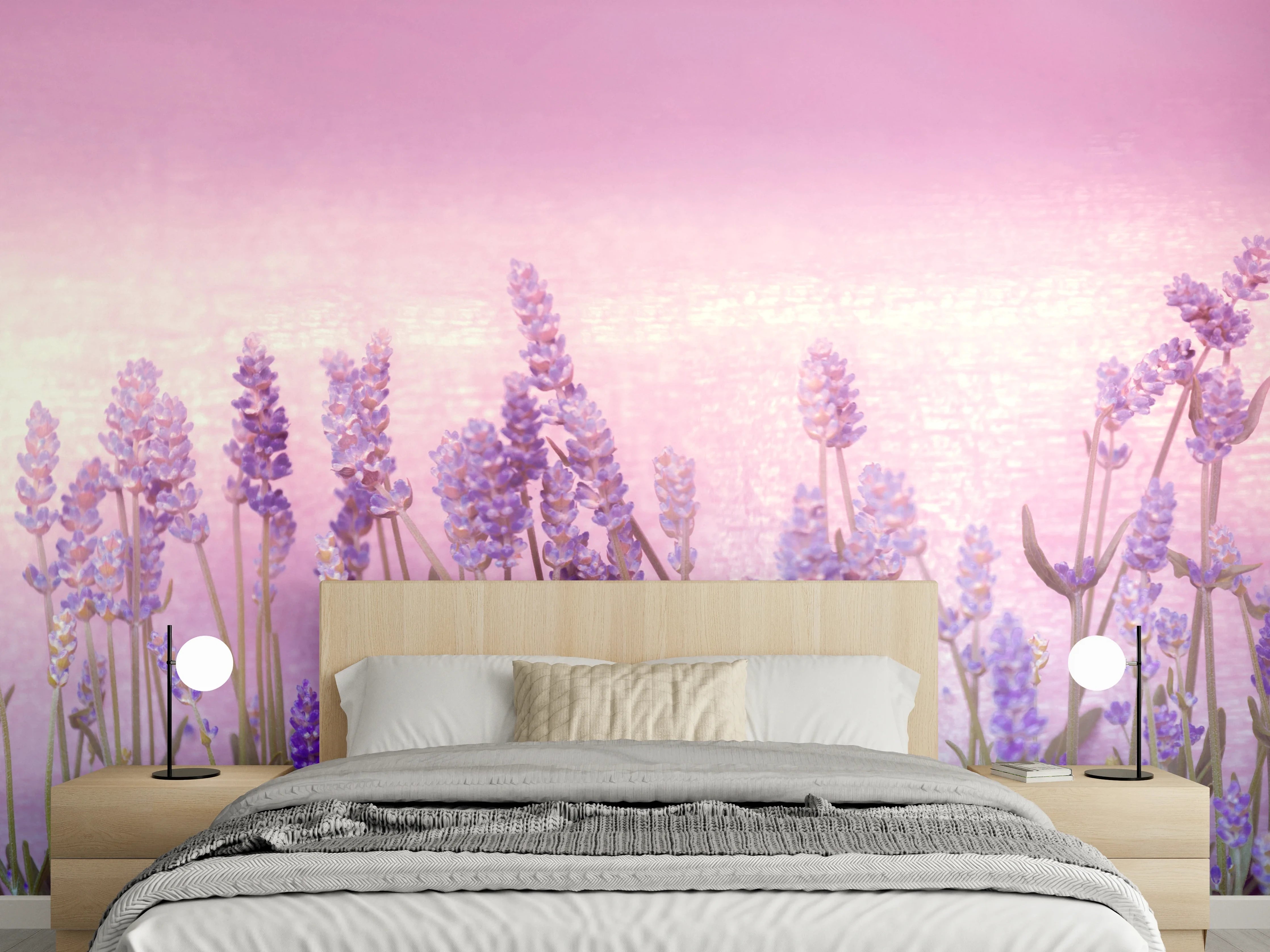 Wandverkleidung Schlafzimmer - Lavendelwiese Rosa-Lila