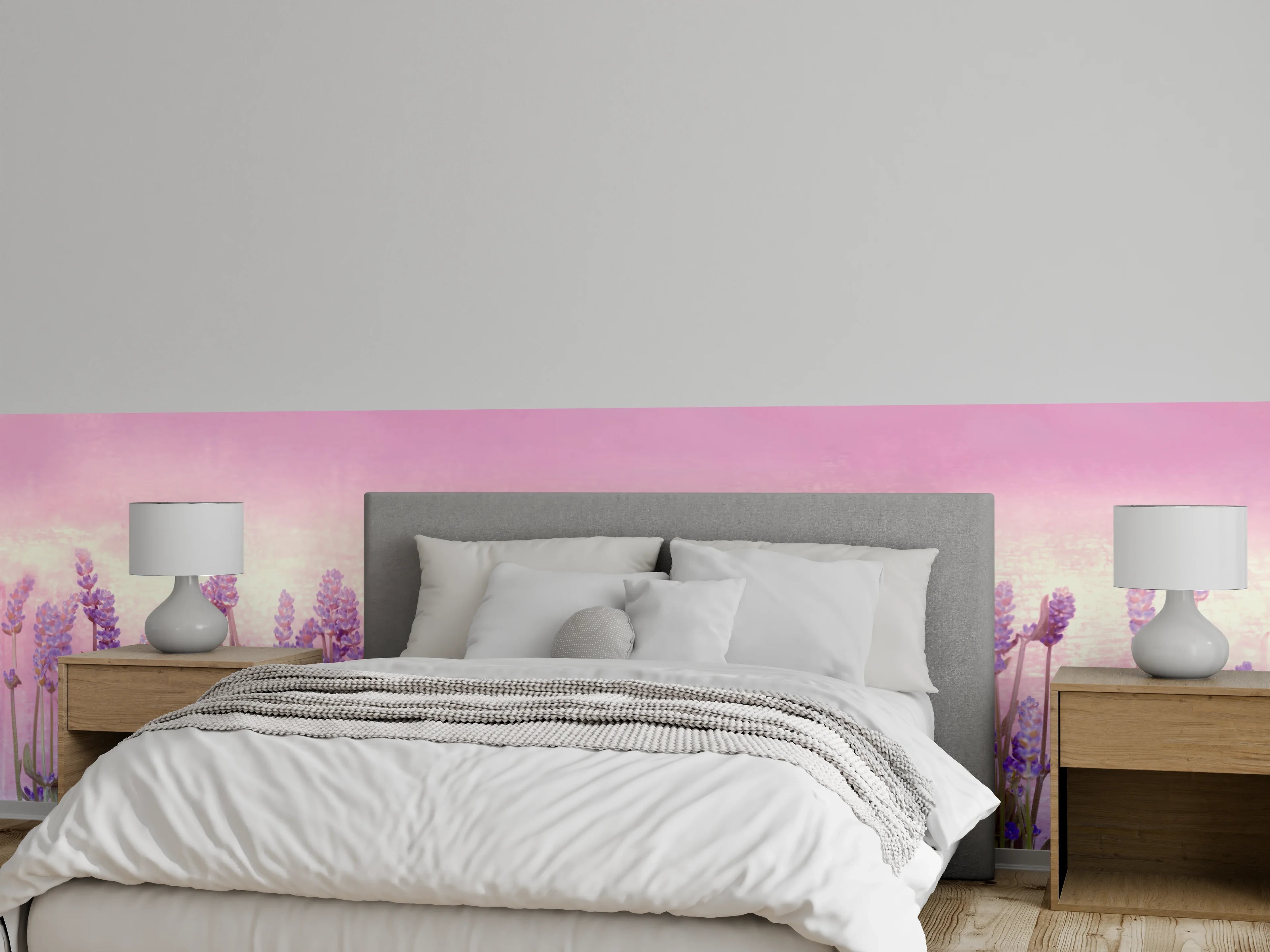 Wandverkleidung Schlafzimmer - Lavendelwiese Rosa-Lila