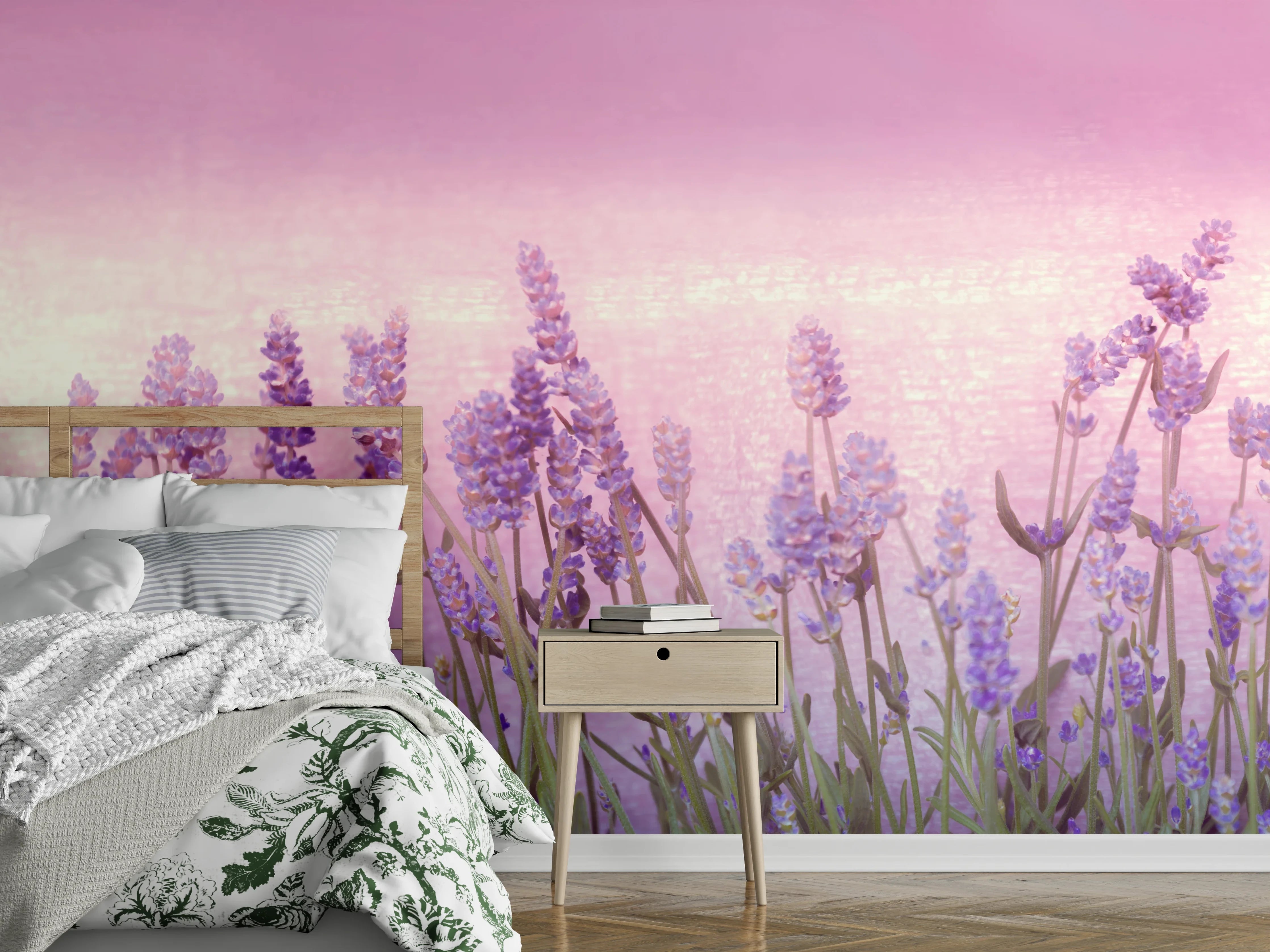 Wandverkleidung Schlafzimmer - Lavendelwiese Rosa-Lila