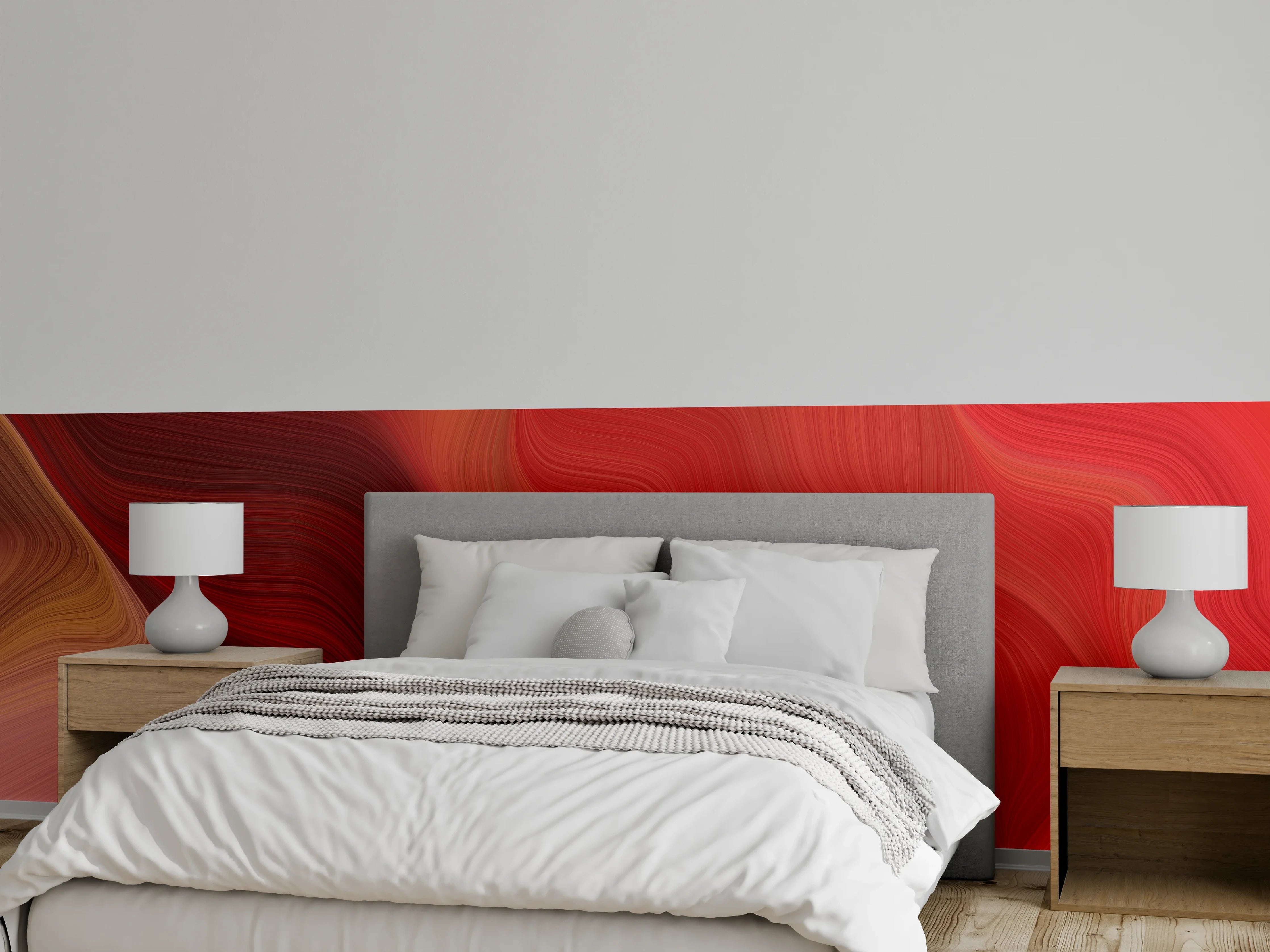 Wandverkleidung Schlafzimmer - Lebendige Rote und Braune Geometrie